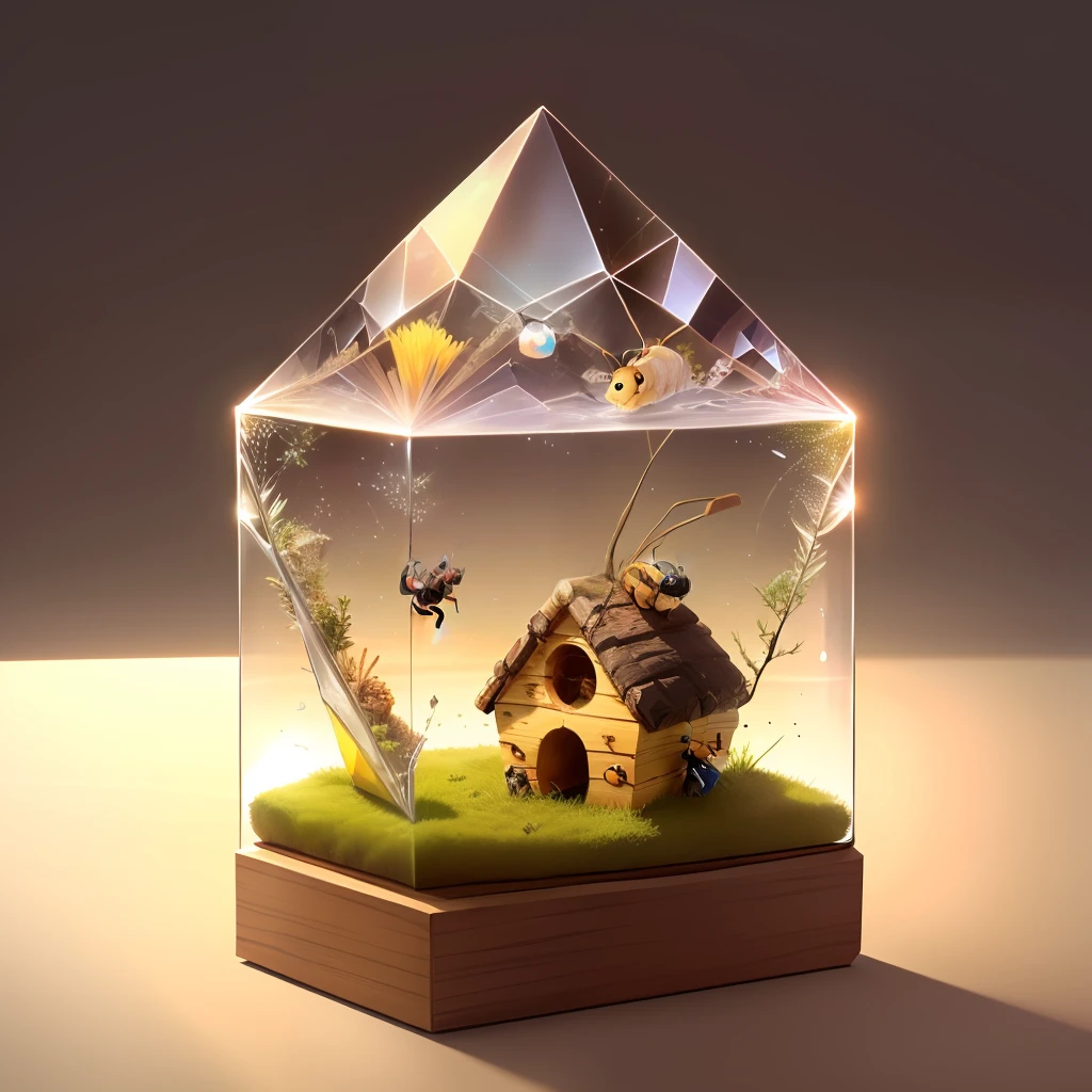 Cute ant house inside a magic crystal