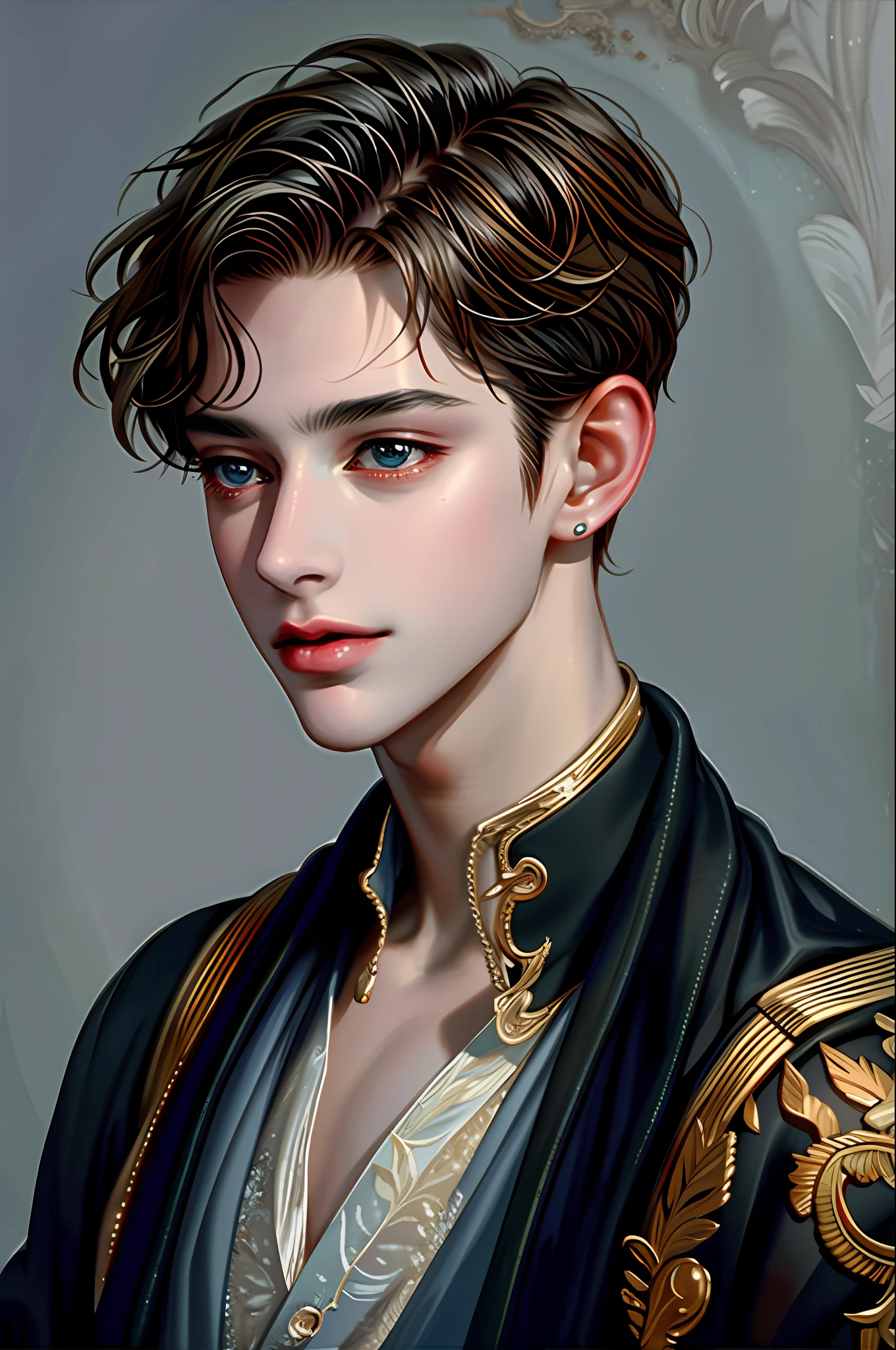 (High resolution, super detailed, masterpiece), 1boy, beautiful boy, handsome beauty, delicate facial features, eighteen years , fine eye and face portrayal, rich details, upper body, portrait, 8k