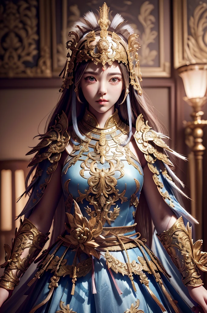 ((masterpiece))), (((best quality))), ((ultra-detailed)), (hyperrealistic), (highly detailed CG illustration), cinematic light, photorealistic ,1girl, armor, eaba, cape