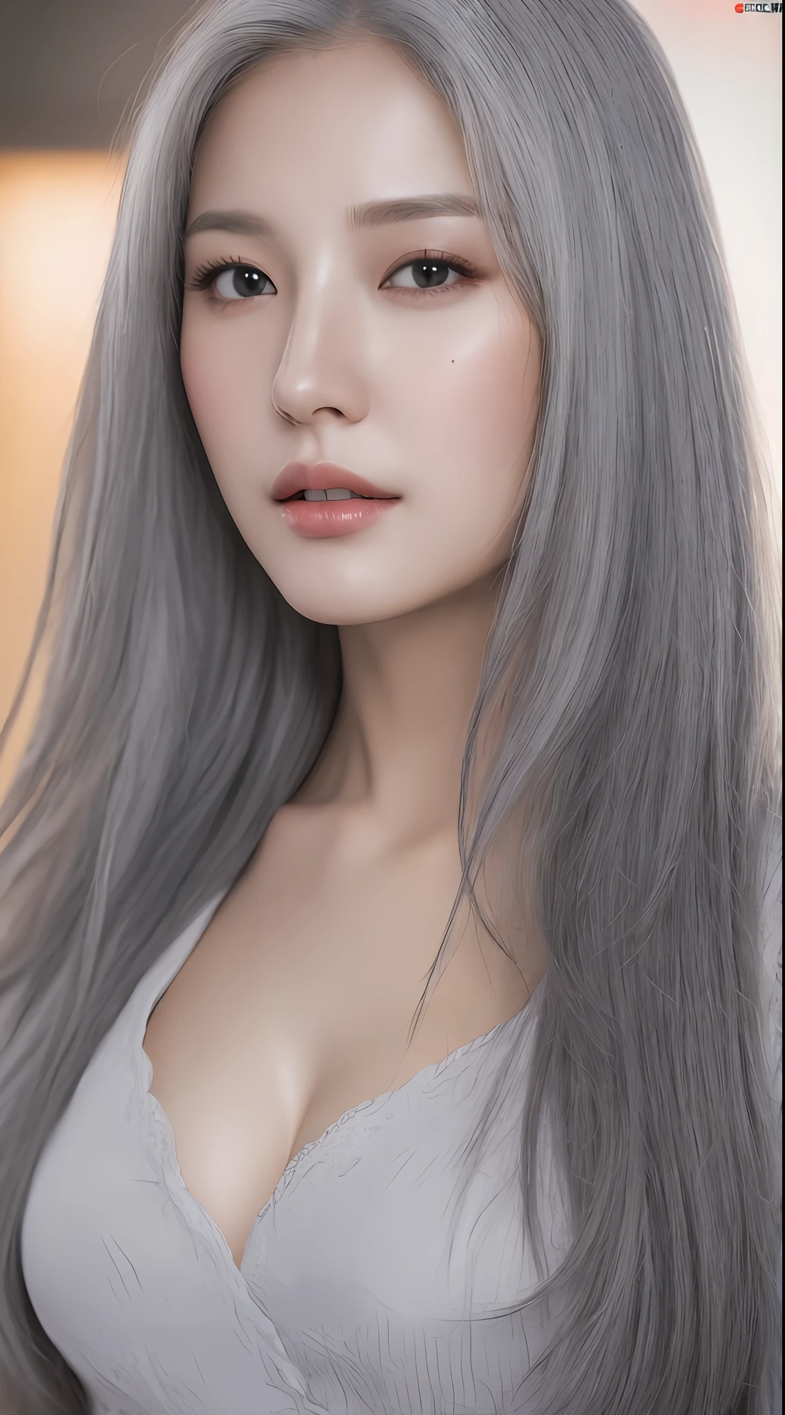 best quality, masterpiece, 1girl, Beautiful face, (photo realistic:1.4), (high detailed skin:1.3), 8k uhd, dslr, high quality, high resolution, 4k, 8k, absurdres, best ratio four finger and one thumb, (realistic:1.4), pretty korean lady, medium breasts, little lips, (ash-grey hair), full body view,