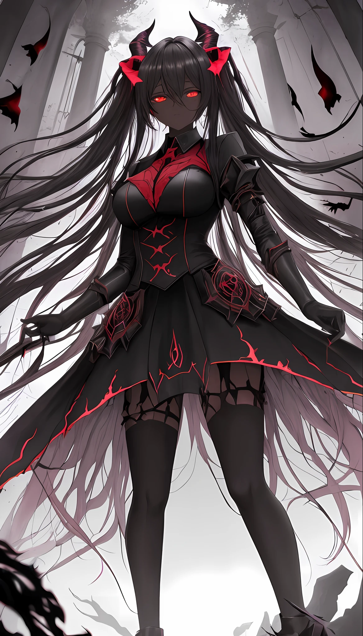 (dark skin), (demon horns), large breasts,
Immortal temptation takes over my mind
Condemned
Fallen weak on my knees, summon the strength
Of mayhem
I am the storm that is approaching
Provoking black clouds in isolation
I am reclaimer of my name
Born in flames, I have been blessed
My family crest is a demon of death
Forsakened, I am awakened
A phoenix's ash in dark divine
Descending misery
Destiny chasing time
Inherit the nightmare, surrounded by fate
Can't run away
Keep walking the line between the light
Led astray
Through vacant halls I won't surrend5r
The truth rev5aled in eyes of ember
We fight through fire and ice forever
Two souls once lost, and now they remember
I am the storm that is approaching
Provoking black clouds and isolation
I am reclaimer of my name
Born in flames, I have been blessed
My family crest is a demon of death
Forsakened, I am awakened
A phoenix's ash in dark divine
Descending misery
Destiny chasing time
Disappear into the night
Lost shadows left behind
Obsession's pulling me
Fading, I've come to take what's mine
Lurking in the shadows under veil of night
Constellations of blood pirouette
Dancing through the graves of those who stand at my feet
Dreams of the black throne I keep on repeat
A derelict of darkness, summoned from the ashes
The puppetmaster congregates all the masses
Pulling strings, twisting minds as blades hit
You want this power? Then come try and take it
Beyond the tree
Fire burns
Secret love
Bloodline yearns
Dark minds embrace
Crimson joy
Does your dim heart
Heal or destroy?
Bury the light deep within
Cast aside, there's no coming home
We're burning chaos in the wind
Drifting in the ocean all alone