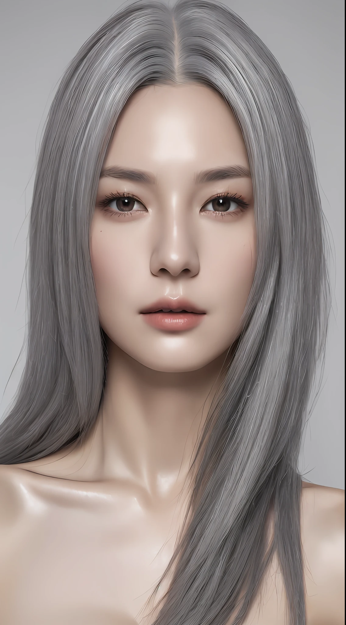 1girl, Beautiful face, (photo realistic:1.4), (high detailed skin:1.3), 8k uhd, dslr, high quality, high resolution, 4k, 8k, absurdres, best ratio four finger and one thumb, (realistic:1.4), little lips, ((Best quality, 8k, 32k, Masterpiece :1.3)), A pretty woman with perfect figure :1.4, Slender abs :1.3, ((ash-grey hair, Big breasts :1.2)), Highly detailed face and skin texture, Detailed eyes, Double eyelid