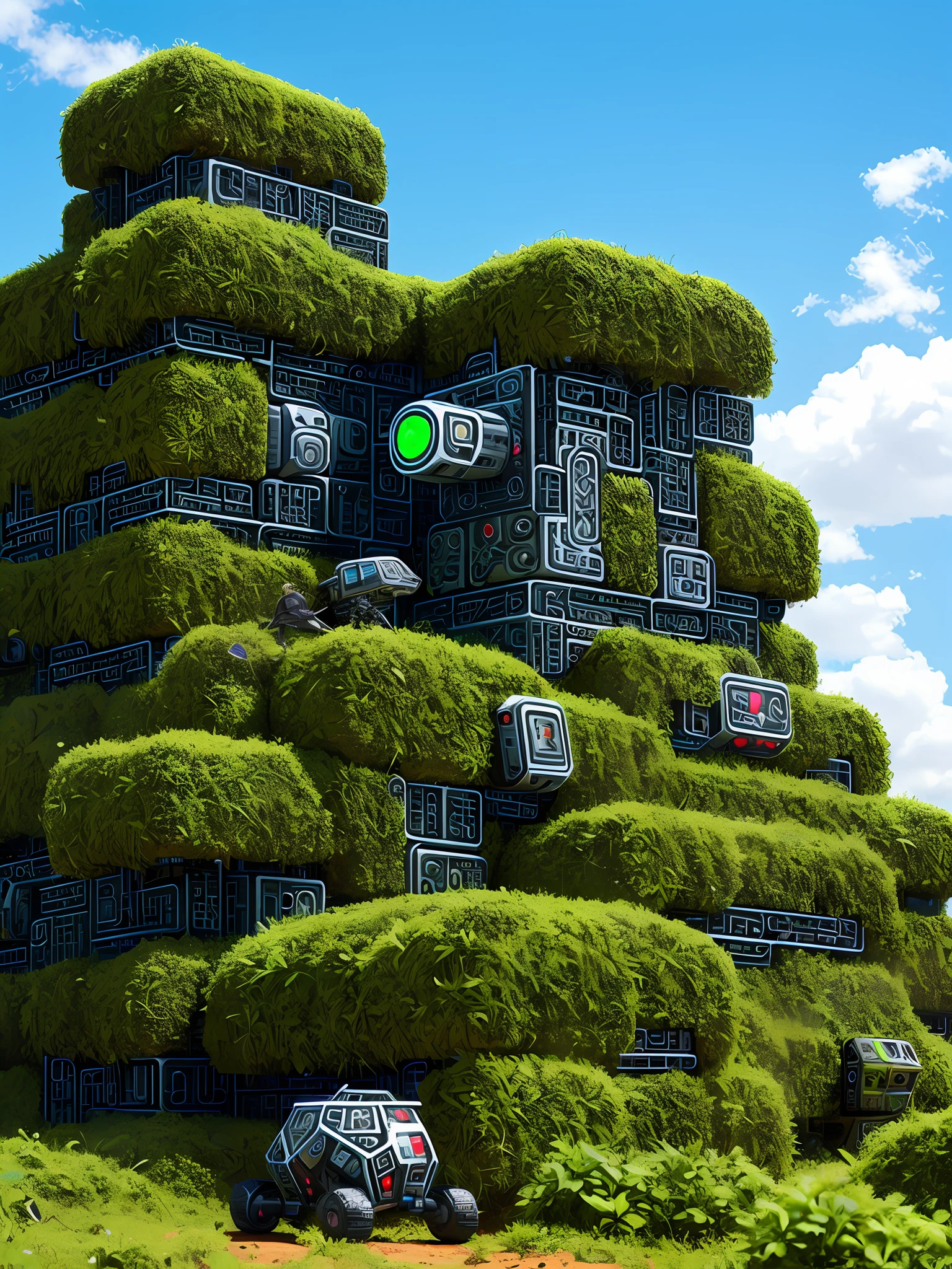 cybernetic cube spaceship anthill made by cyborg ants