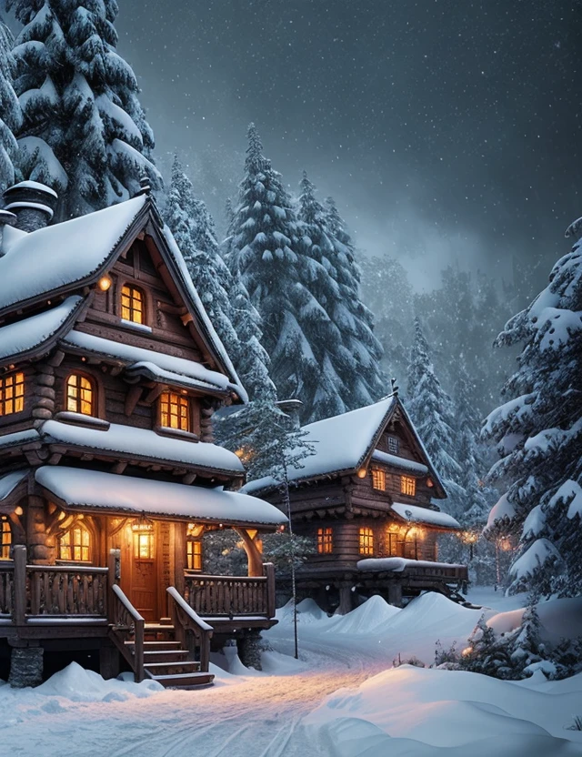 knollingcase, fairytale treehouses village inside of snow globe, transparent data visualization, trending on art station, by Tom Bagshaw and Seb McKinnon, ultra detailed, hyper-realistic, cinematic, dramatic lighting, volumetric lighting, 150mm, octane render, photorealistic, denoise, photograph with a Hasselblad H3DII