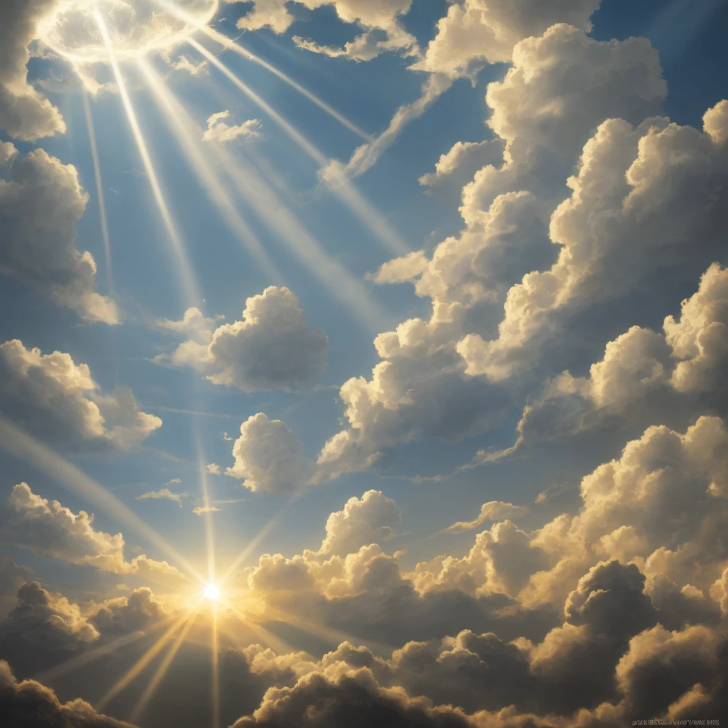 jesus resurrection into clouds and rays of light
