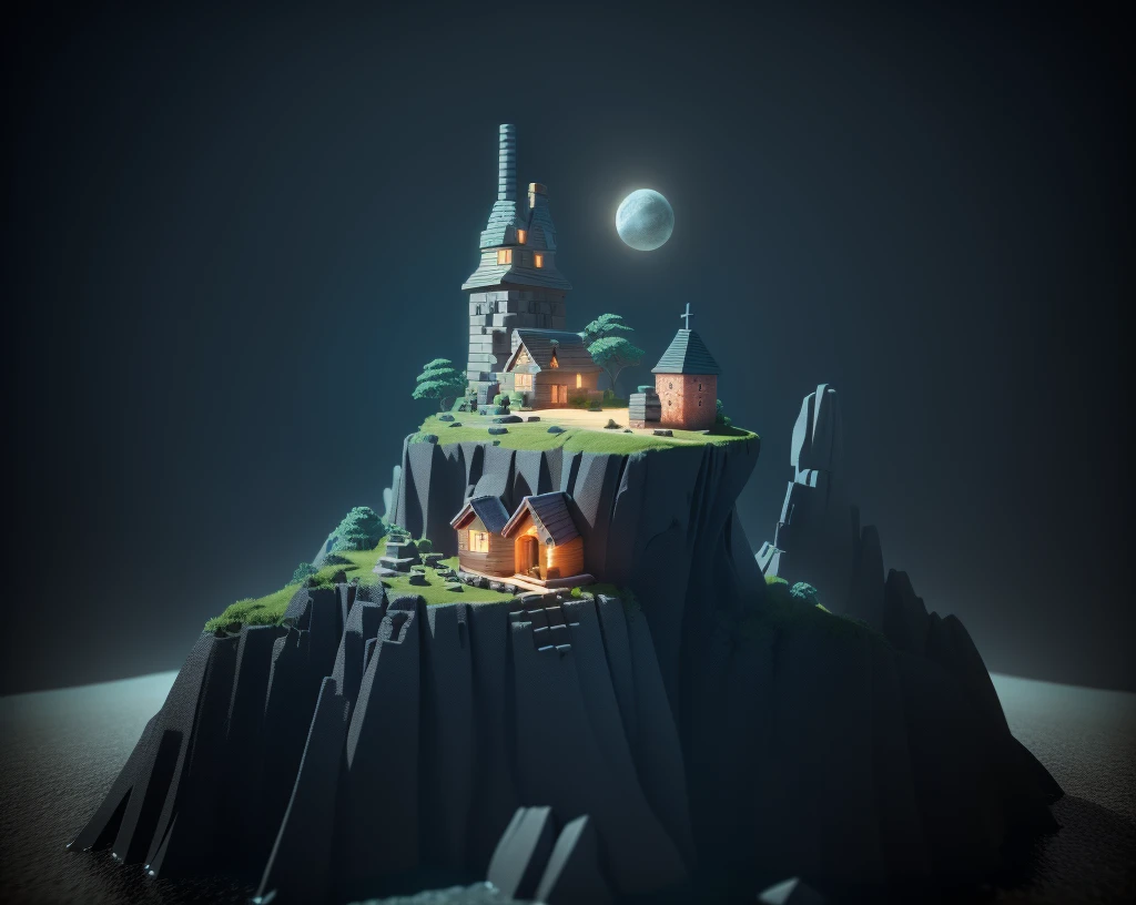 small building with a chimney on a small island, stylized 3d render, 3 d render stylized, stylized as a 3d render, stylized 3 d, 3 d low poly render, 3d low poly render, rendered in cinema4d, rendered in cinema 4 d, magicavoxel, cute 3 d render