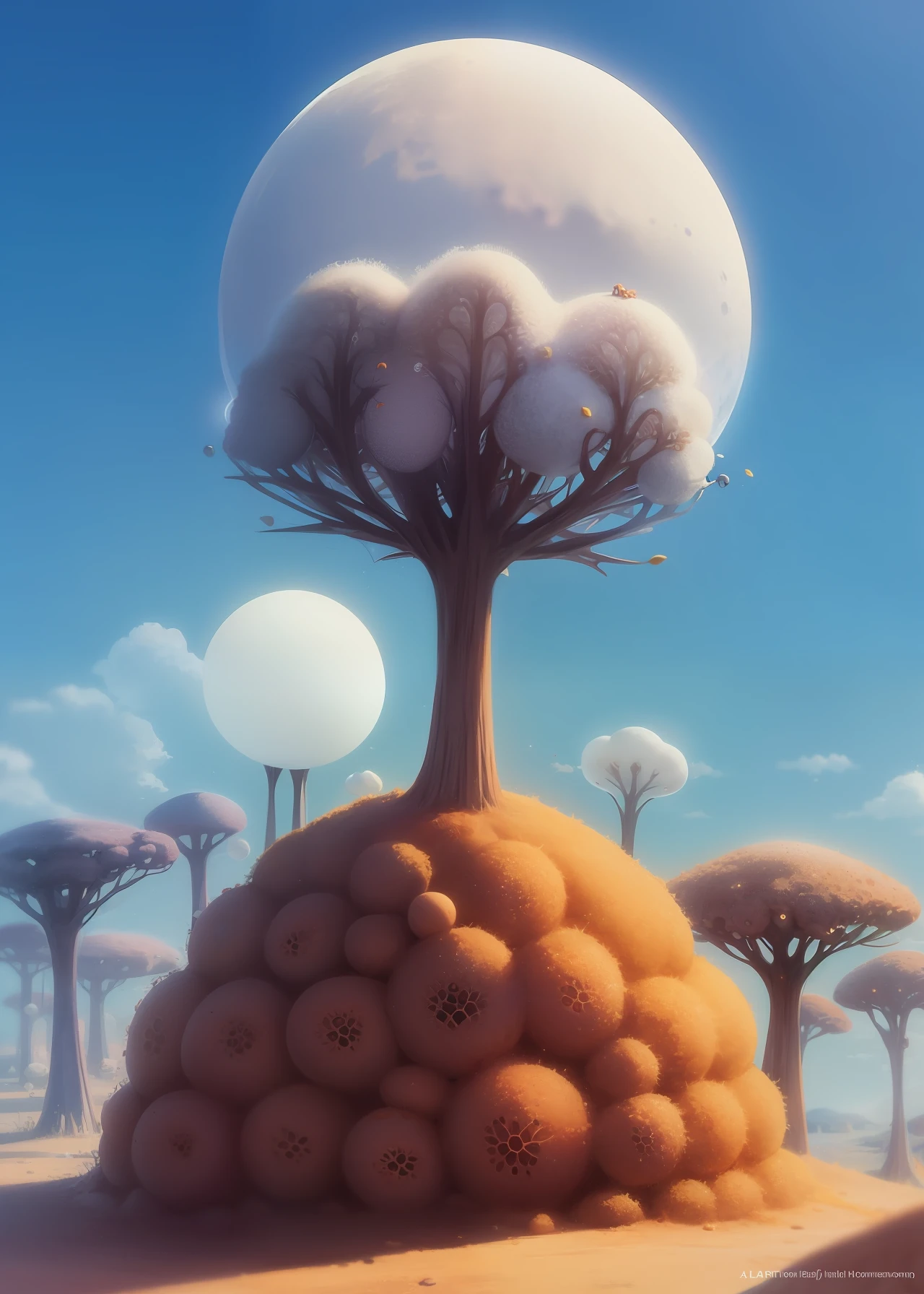 an anthill in the form of a moon