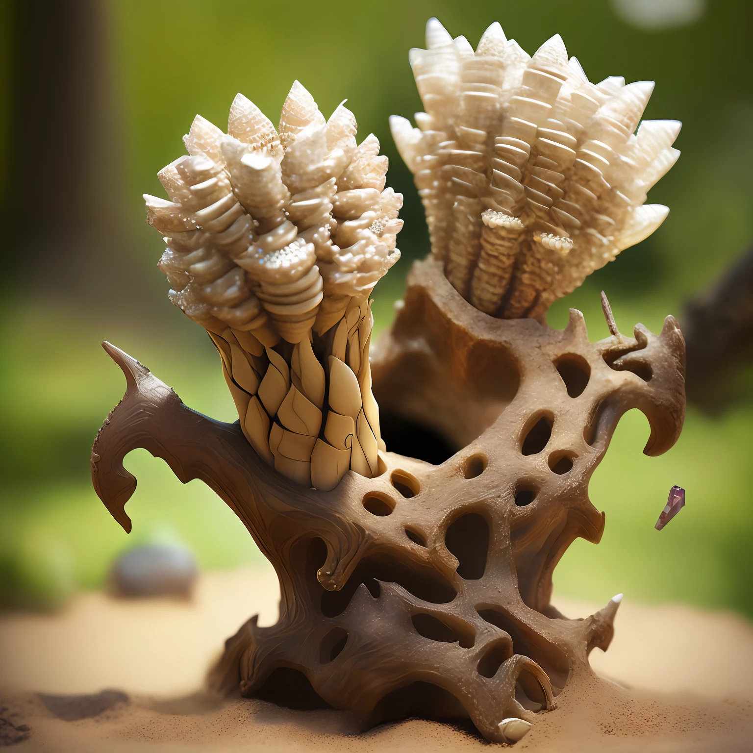 dragon tooth, light bulb, anthill, tree, beautiful, flowery realistic