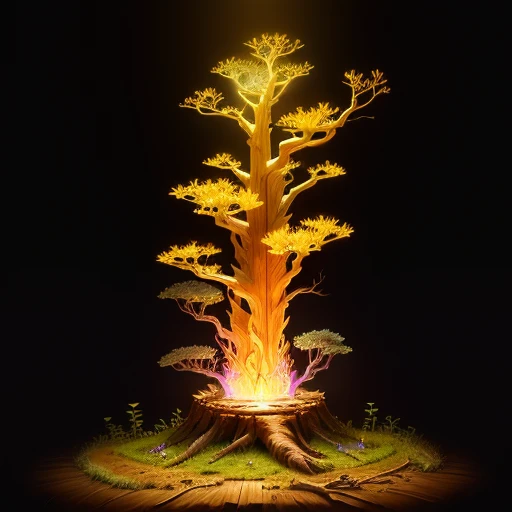 glowing broken stump hollow anthill singular realistic