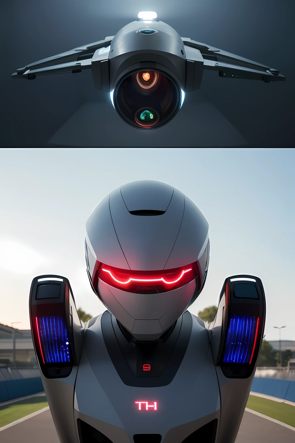 The footage shows the robot team performing various technical training on the training ground, including precise passing, accurate shooting and high-speed running. Rounded close-up view of silver robot, rule of thirds composition, Rembrandt
Bright, Global Illumination, Hard Surface Modeling, Realistic Rendering, Unreal Rendering, ArtStation, Behance, Best Quality, Fine Detail, High Resolution, 8K,