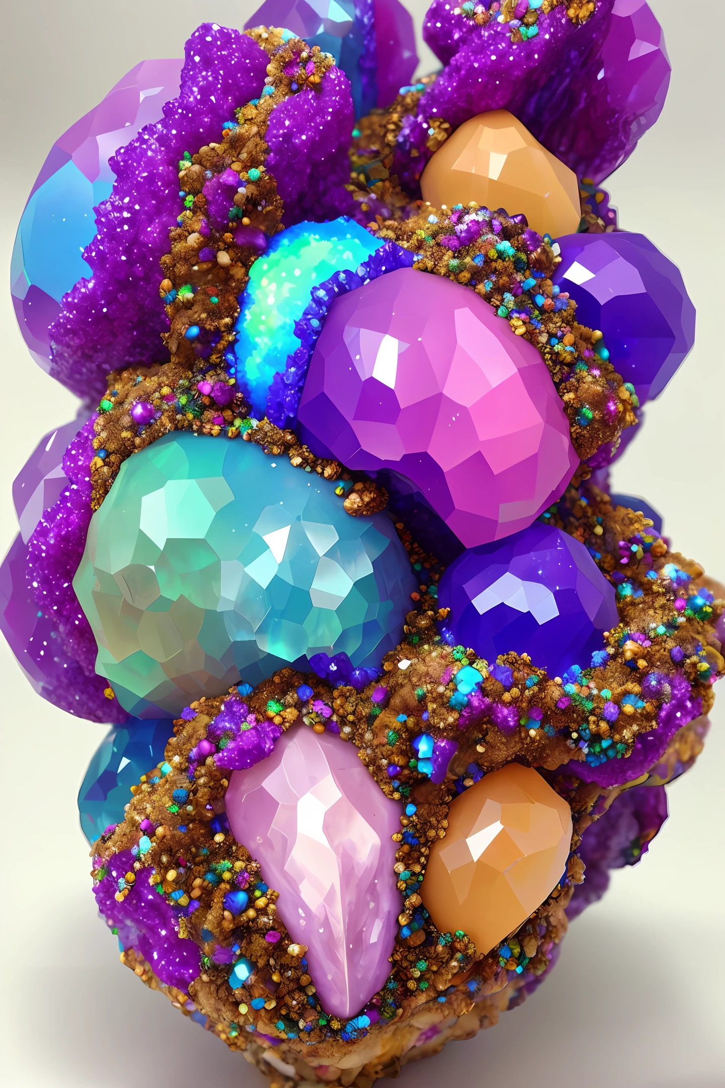 Crystal Geode anthill, opals, rainbows, hyper detailed