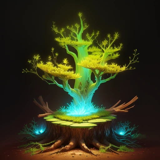 glowing broken stump hollow anthill singular realistic