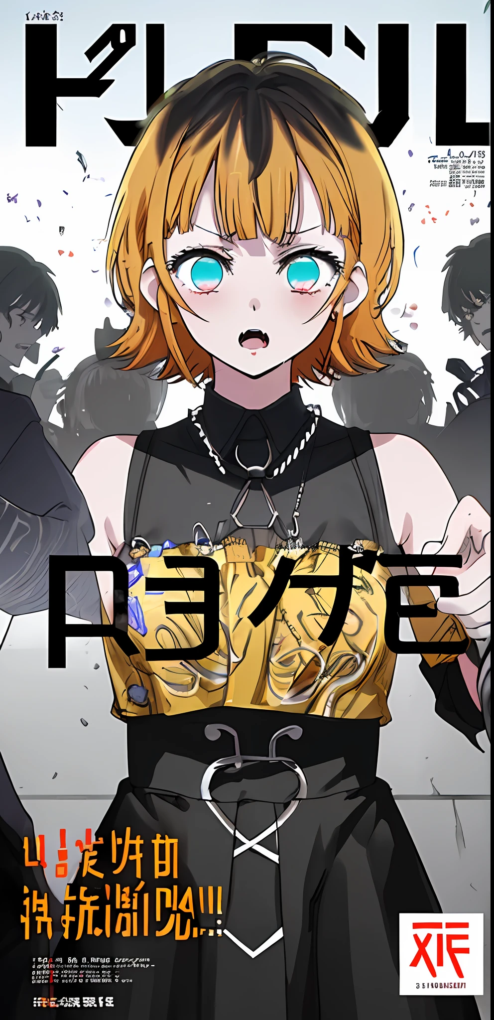 (((dramatic))), (((gritty))), (((intense)))) The movie poster features as the central character. She is shy in the center of the poster, wearing idol outfit, and a determined expression on her face. The background is dark and gritty, with a feeling of drunkenness. The text is bold and eye-catching, with catchy slogans that add to the overall drama and excitement. The color palette is dominated by dark colors, dotted with bright colors, giving the poster a dynamic and visual impact, tachi-e (magazine:1.3), (cover-style:1.3), fashionable, vibrant, outfit, posing, front, colorful, dynamic, background, element, confident, expressive, holding, statement, attachment, majestic, coiled, around, touch, scene, text, cover, bold, eye-catching, title, fashion, font, catchy, title, bigger, eye-catching, modern, trendy, focused, stylish, 1 girl
