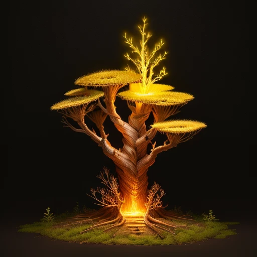 glowing broken stump hollow anthill singular realistic