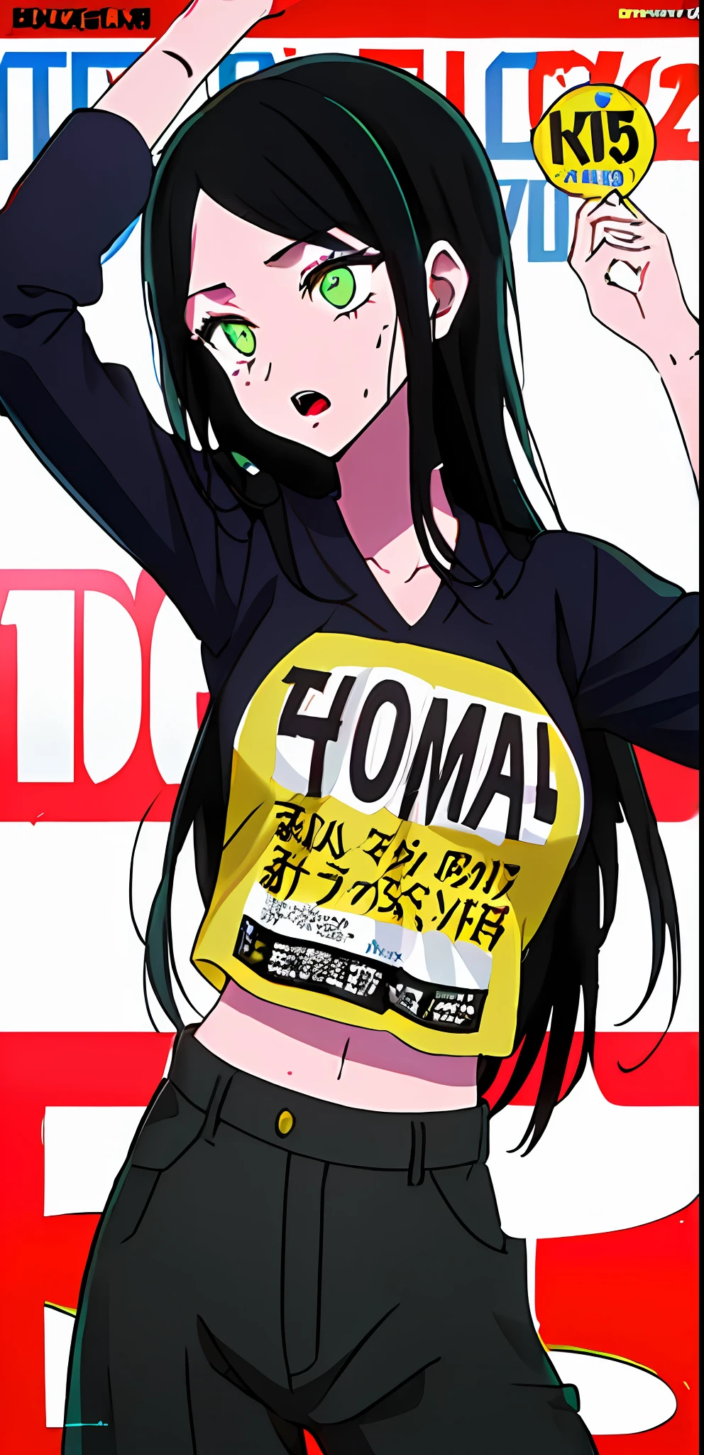 (((dramatic))), (((gritty))), (((intense)))) The movie poster features as the central character. She is shy in the center of the poster, wearing idol outfit, and a determined expression on her face. The background is dark and gritty, with a feeling of drunkenness. The text is bold and eye-catching, with catchy slogans that add to the overall drama and excitement. The color palette is dominated by dark colors, dotted with bright colors, giving the poster a dynamic and visual impact, tachi-e (magazine:1.3), (cover-style:1.3), fashionable, vibrant, outfit, posing, front, colorful, dynamic, background, element, confident, expressive, holding, statement, attachment, majestic, coiled, around, touch, scene, text, cover, bold, eye-catching, title, fashion, font, catchy, title, bigger, eye-catching, modern, trendy, focused, stylish, 1 girl