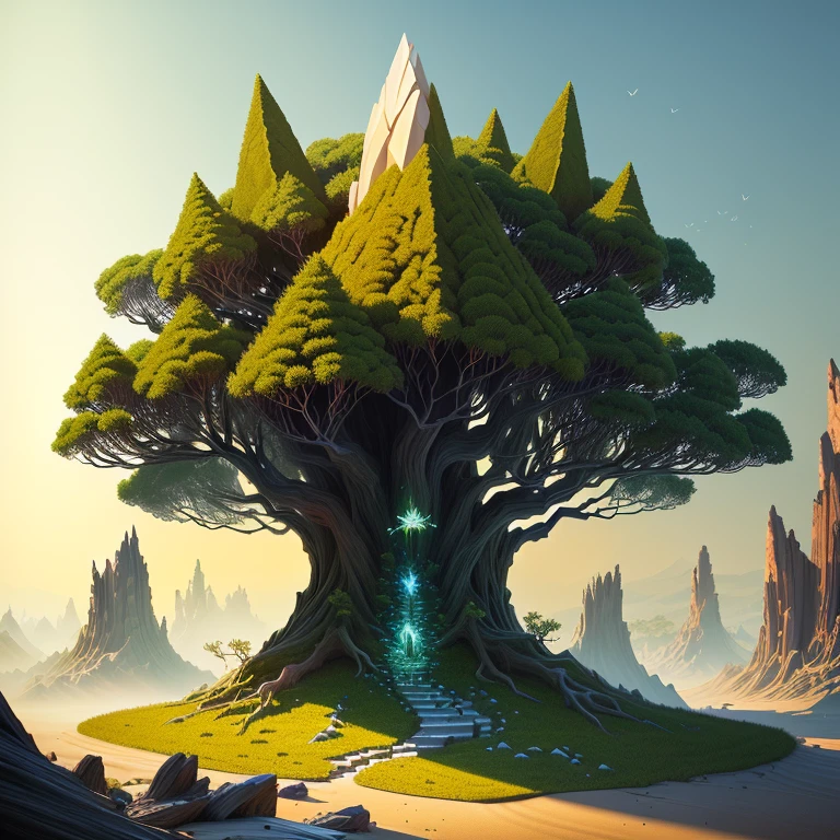 Dragon's tooth tree, anthill, luminous, moth, fantasy