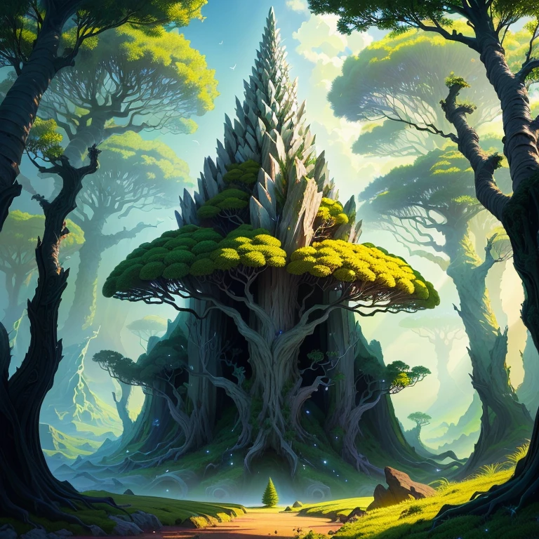 Dragon's tooth tree, anthill, luminous, moth, fantasy