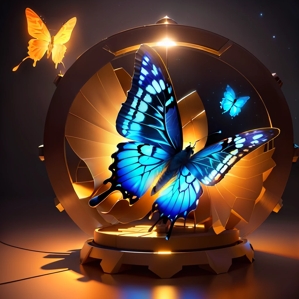 masterpiece, best quality, (extremely detailed CG unit 8k wallpaper), (best quality), (best illustration), (best shadow), A round hut, birthday, butterflies, starlight, neon, isometric 3D, octane render, ray tracing, ultra detailed, 8k