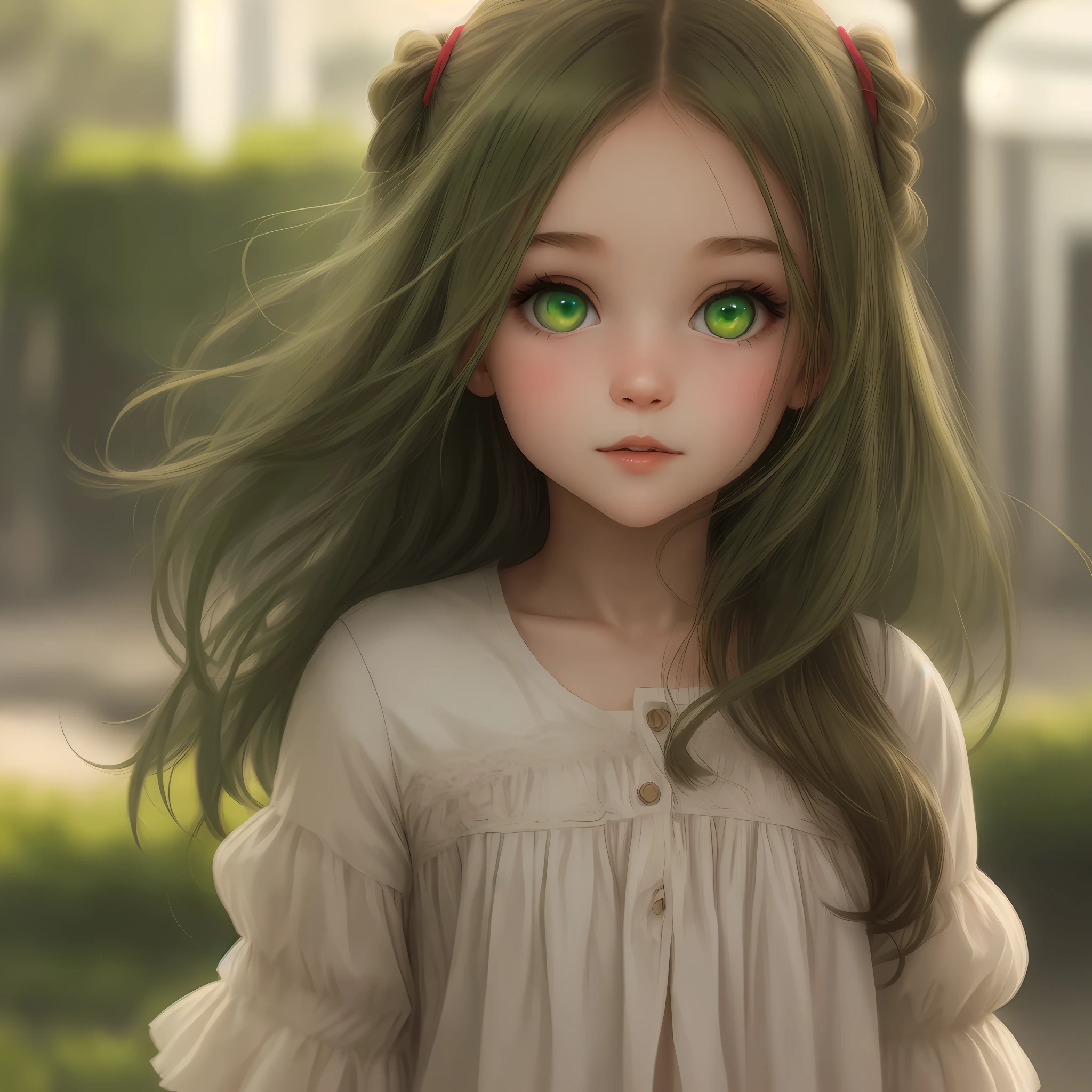 a girl, green eyes