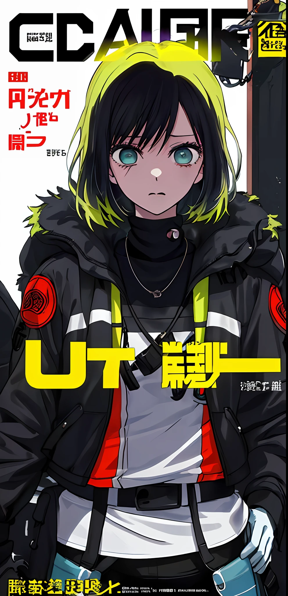 (((dramatic))), (((gritty))), (((intense)))) The movie poster features as the central character. She is shy in the center of the poster, wearing idol outfit, and a determined expression on her face. The background is dark and gritty, with a feeling of drunkenness. The text is bold and eye-catching, with catchy slogans that add to the overall drama and excitement. The color palette is dominated by dark colors, dotted with bright colors, giving the poster a dynamic and visual impact, tachi-e (magazine:1.3), (cover-style:1.3), fashionable, vibrant, outfit, posing, front, colorful, dynamic, background, element, confident, expressive, holding, statement, attachment, majestic, coiled, around, touch, scene, text, cover, bold, eye-catching, title, fashion, font, catchy, title, bigger, eye-catching, modern, trendy, focused, stylish, 1 girl, Battle shonen