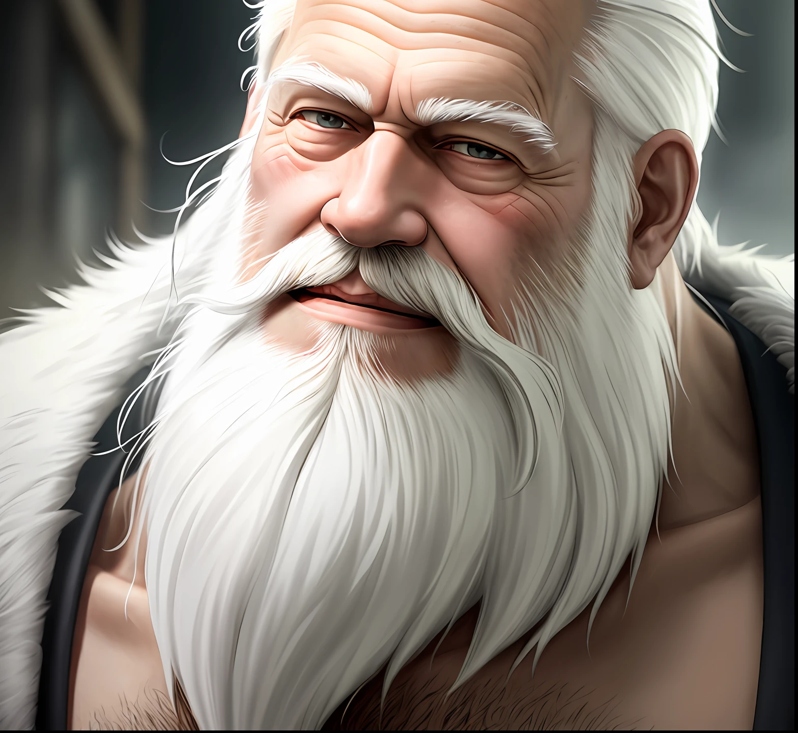 Old man with white beard straight white hair