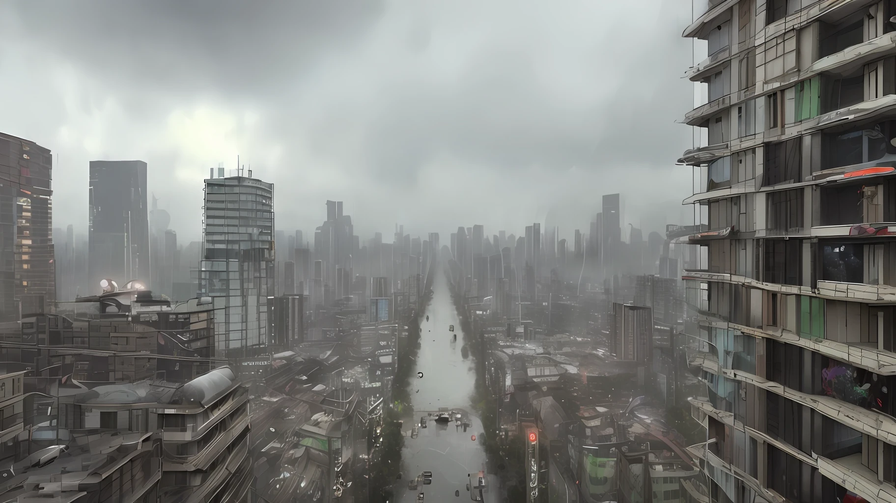 Rainy days, dystopian cities, high-rise slum buildings, utility poles, propaganda signage, (HDR: 1.25), (complex details: 1.14), (surrealist 3D rendering: 1.16), (movies: 0.55)