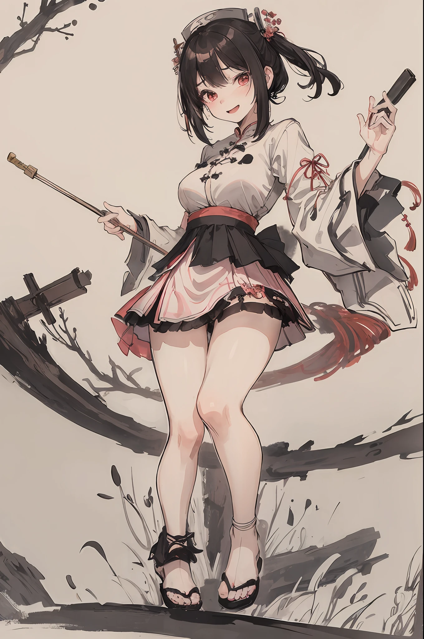 (masterpiece, best quality: 1.2), traditional Chinese ink painting, A cute 20 year old sexy women with big saggy breasts playing chinese instruments big in lace skirt, sexy white lace , Oversized dress :1.5, Couch, Ultra-detailed face, Detailed eyes, Double eyelid, sfw:1.5 , evil smile:1.4 ,emphasizing slender abs :1.3, (upskirt:1.5)