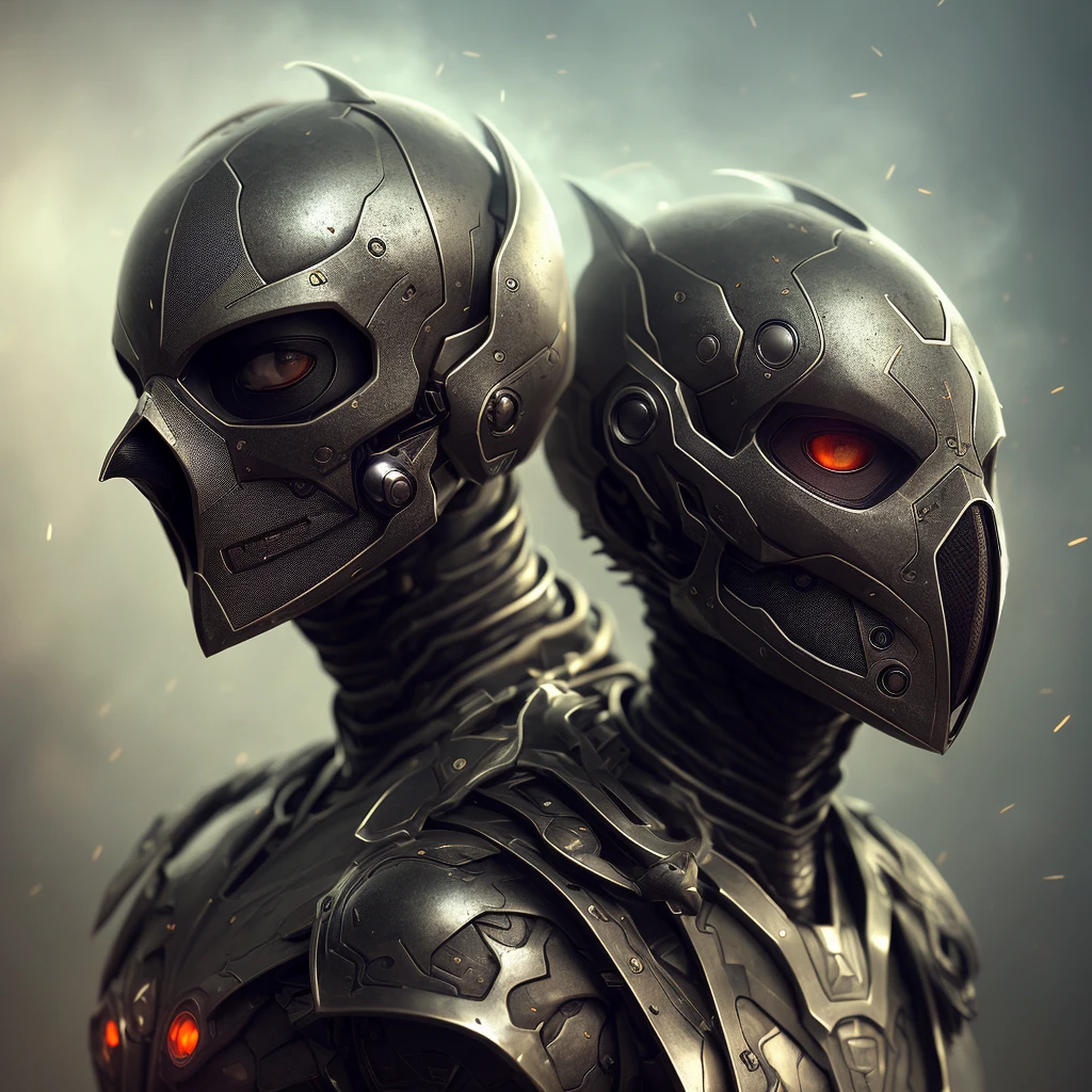 a large black anthill in the RustMagic Style, black red-eye ant enhancement, carbon fiber, chrome, metal skull ant plant, plate armor, (dark atmosphere: 1.2), (fog and smoke), (dark night: 1.3), (eyeshadow: 1.1), (beautifully detailed glow: 1.2), (cinematic lighting), intricate details, high resolution, rounded red eyes, detailed head features, sharp focus, aesthetics, Detailed background of dark earth, raised pose, dynamic pose, (dramapaint), (opt-6000:0.9)