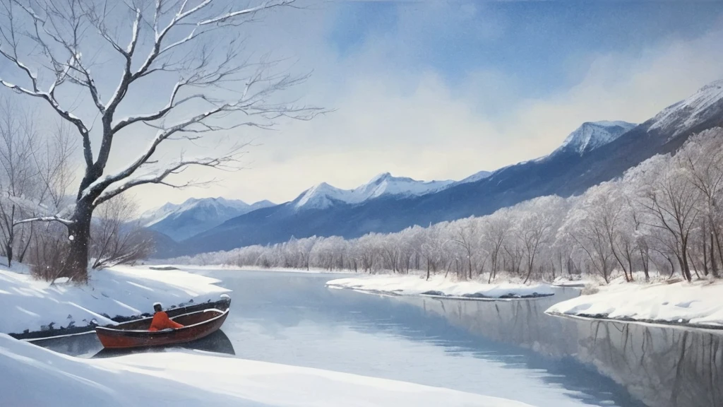Scenery, City , floating Snow , Winter , Wind , dream, Cloud , Blue sky , evening