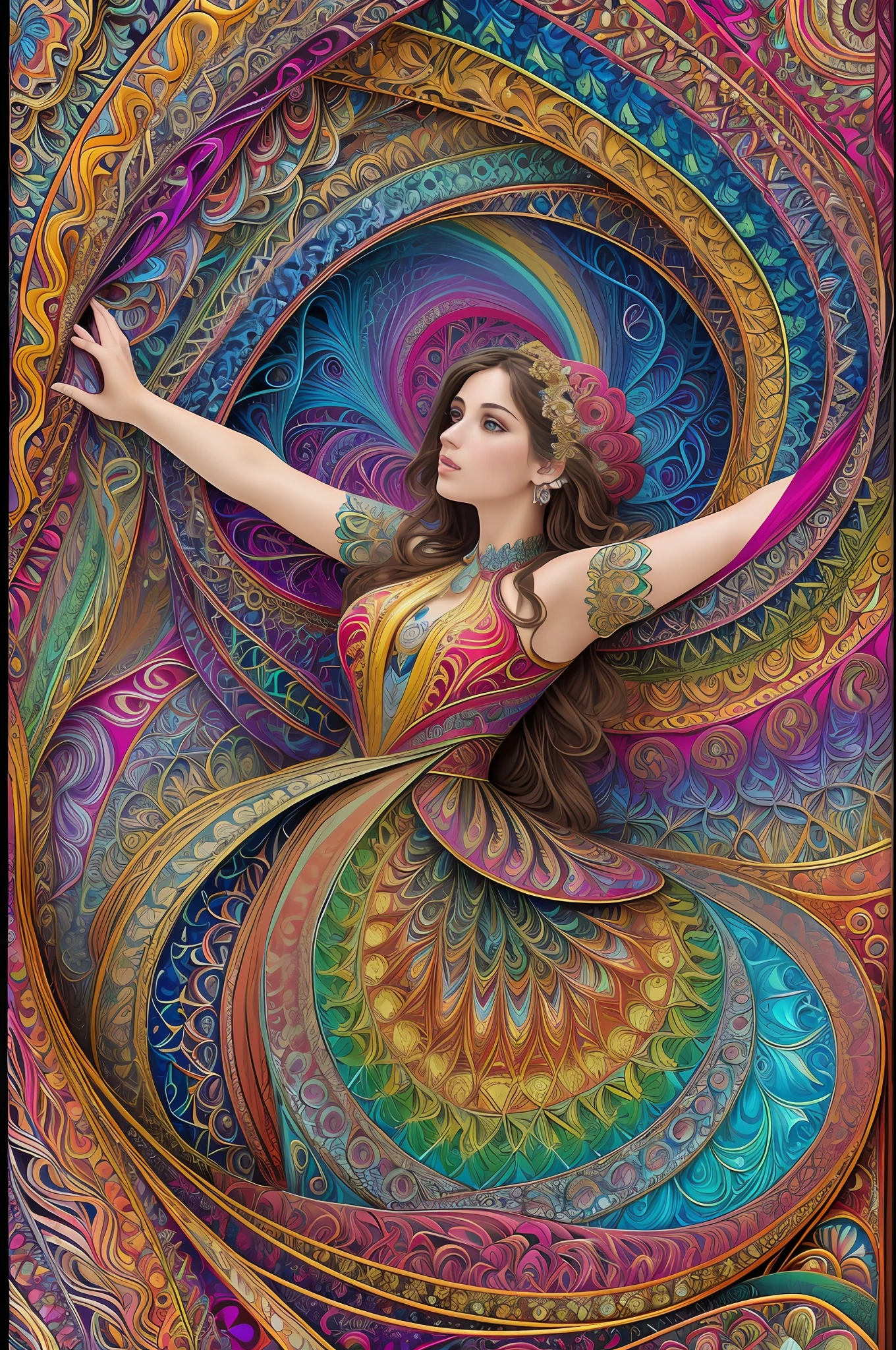 (masterpiece, top quality, best quality, official art, beautiful and aesthetic:1.2), (1girl:1.3), extremely detailed,(fractal art:1.2),colorful,highest detailed,(zentangle:1.2), (dynamic pose), (abstract background:1.5), (treditional dress:1.2), (shiny skin), (many colors:1.4), upper body