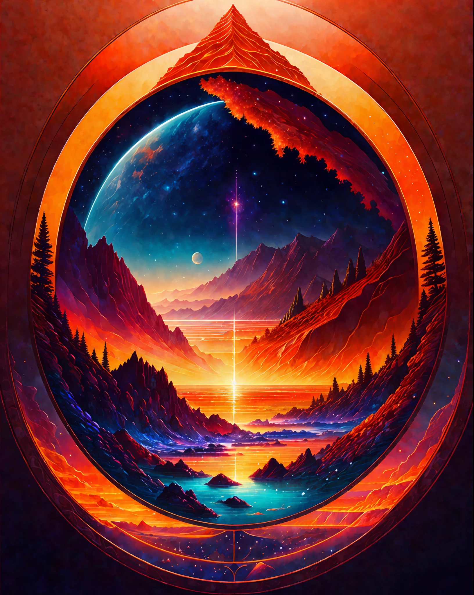 A beautiful earth filled with water and lava, intricate, masterpiece, expert, insanely detailed, 4k, composition, framing, centered, symmetry, painted, intricate, volumetric lighting, beautiful, rich deep colors masterpiece, sharp focus, ultra detailed, in the style of dan mumford and marc simonetti, astrophotography