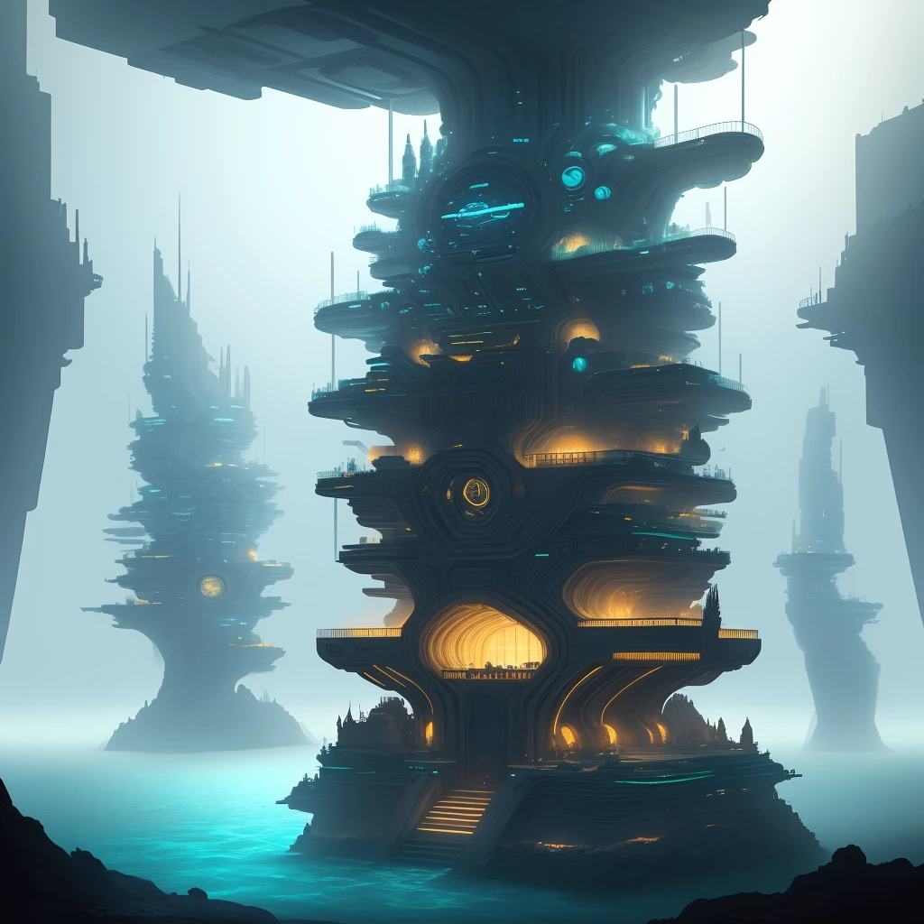 Futuristic underwater city, concept art