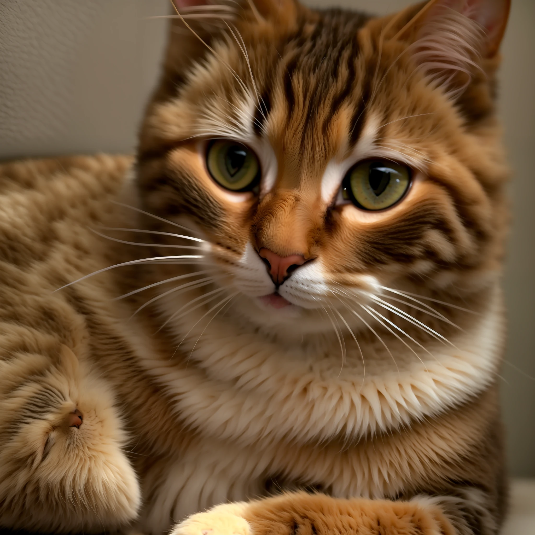there is a cat that is laying down on a couch, photo of a cat, cute furry needs your help, young female, photograph of april, female looking, cat photo, a cute cat, sora as a cat, close portrait, various posed, cat female with a whit and chest, glaring at the camera, cute cat, lovingly looking at camera