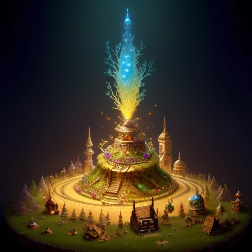 ant hill filled with treasure and jewelry, fantasy ambiance