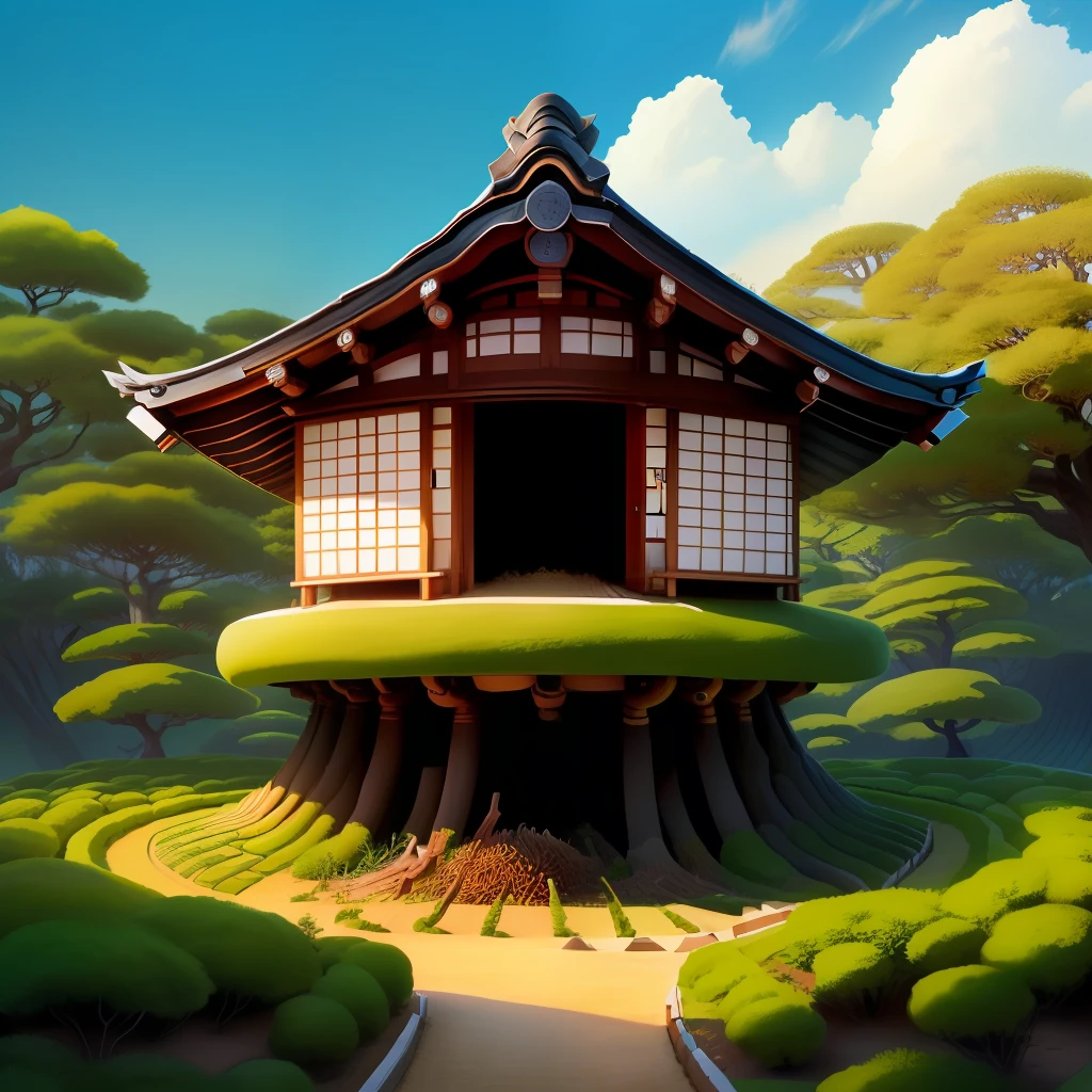 An anthill in the shape of a Japanese house
