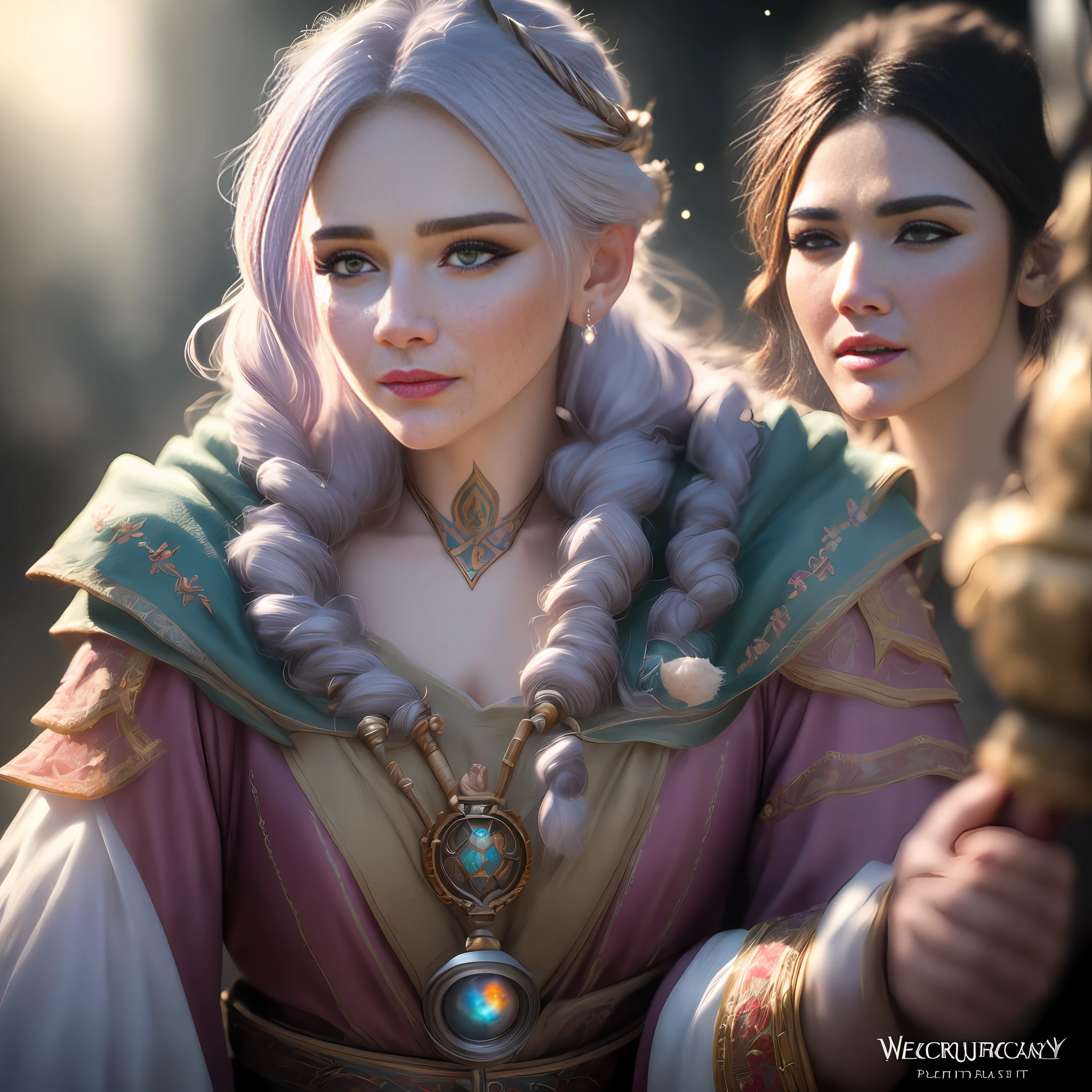 Realistic role-playing face portrait painting of a beautiful rpg champion, pastel color, intricate details, fantasy, universe, intricate magical embroidery, very detail hair, very detail eyes, intense face, [elden ring|d &amp; d] concept art, rpg portrait, octane render, cinematic lighting, (soft shadow:1.2), close up, depth of field, splash art, art by wlop and, greg rutkowski