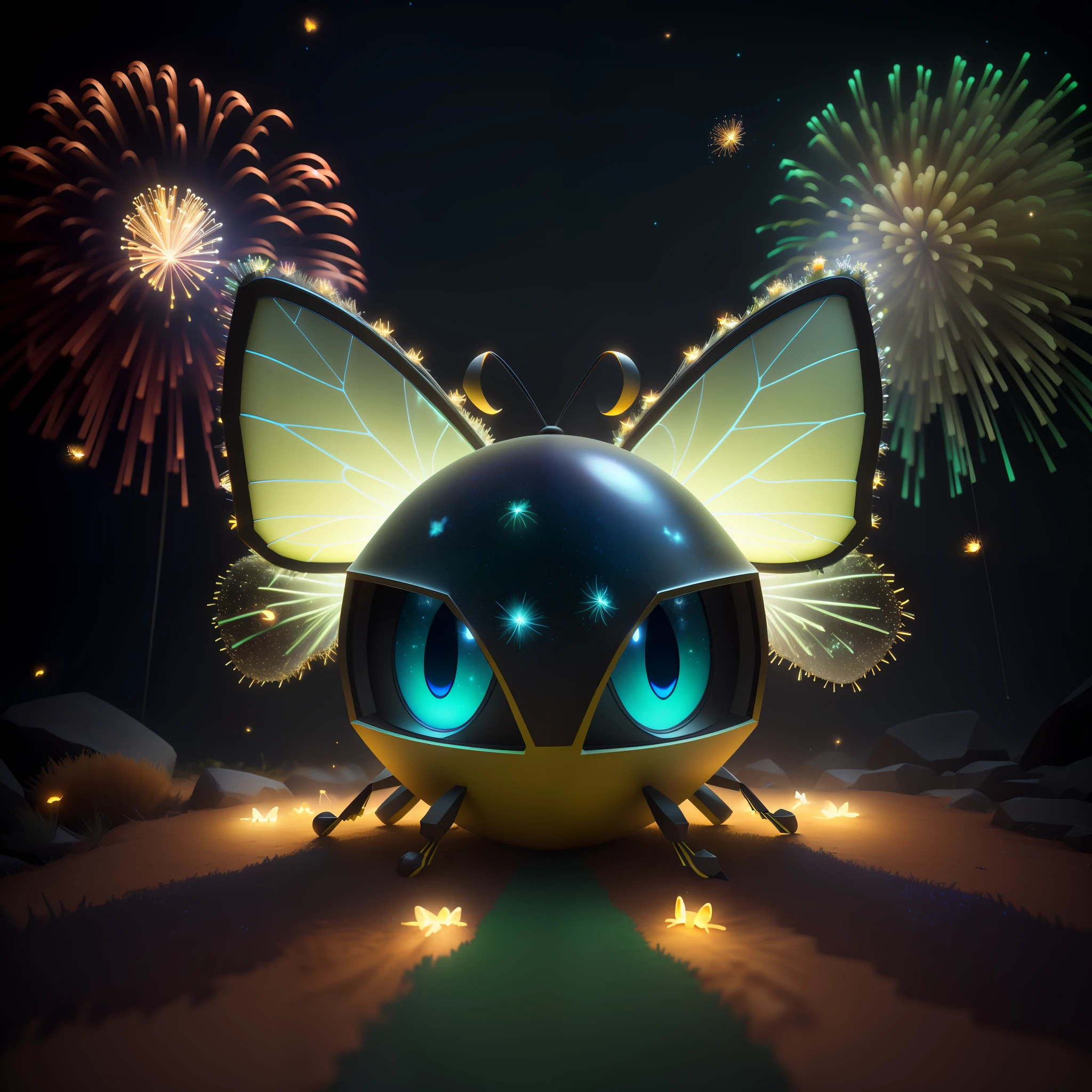 V-Ray, Arnold, RenderMan, Blender Cycles, Octane Render and LuxRender,
Cute anthill, starry night, birthday party, fireworks, light fireworks, mechanical fireflies, bright fireflies, green fireflies, complex metamorphosis 3d render, rendered illustration, mechanical butterfly, beautiful composition 3-d 4 k, fireflies and lunar rays ant
