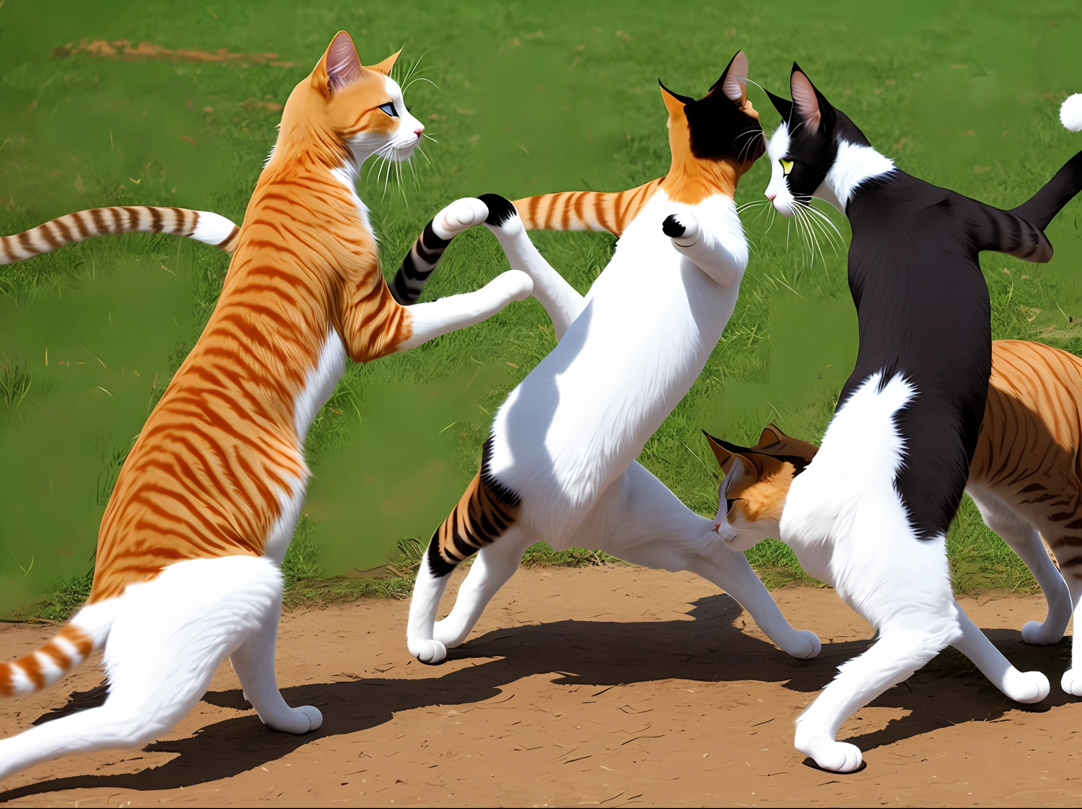 Cats fighting capoeira