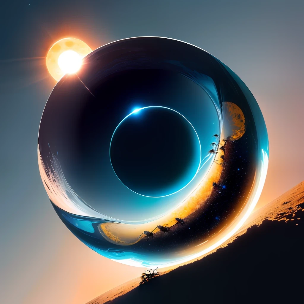 sun , moon , ants in a cylindrical space