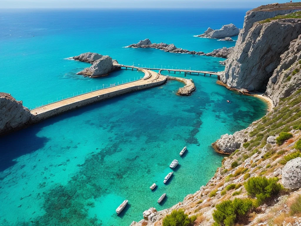 fantasy blue green submerged ruined greek atlantic subway system, vivid, epic, art