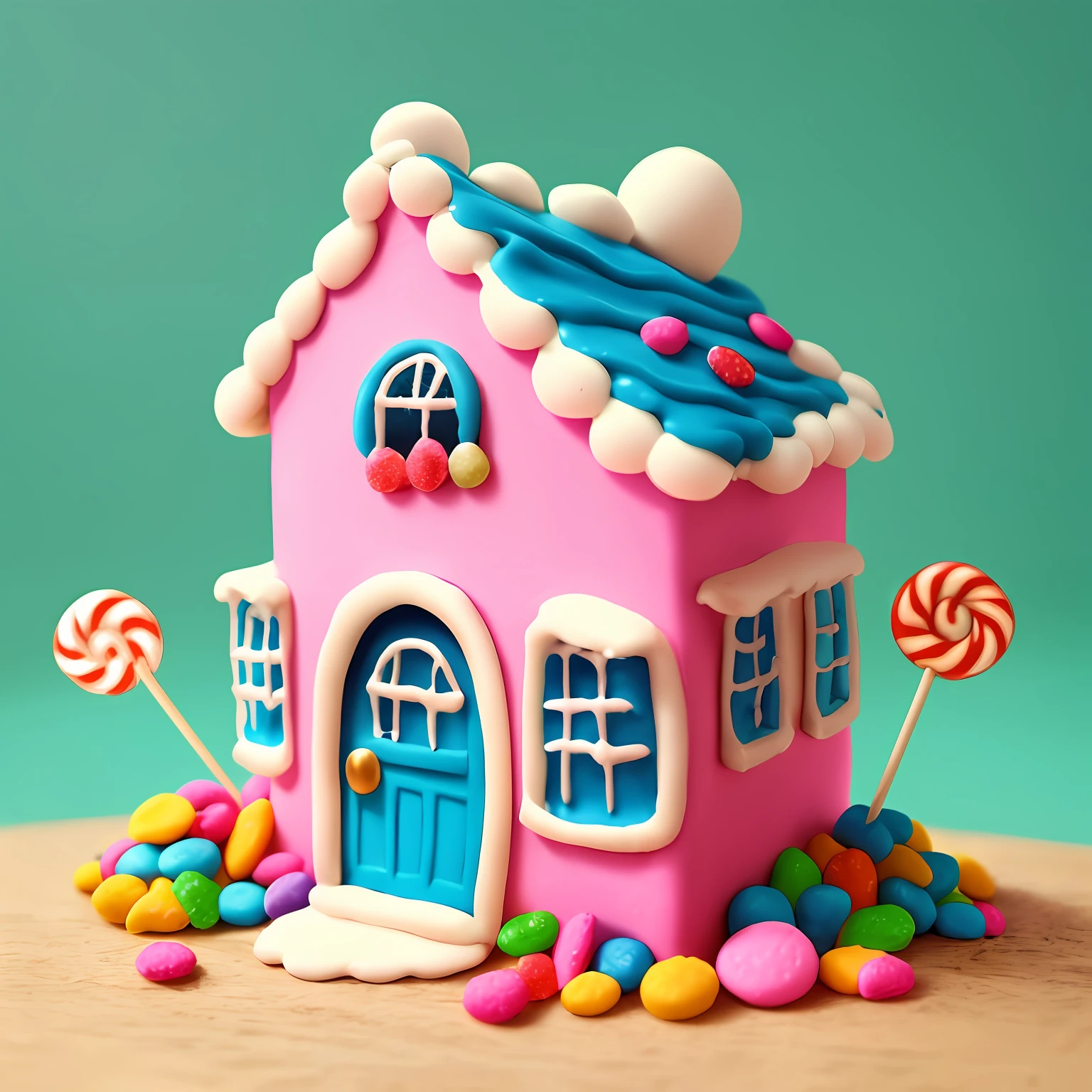 small cute candy house with sprinkles on top, tiny door