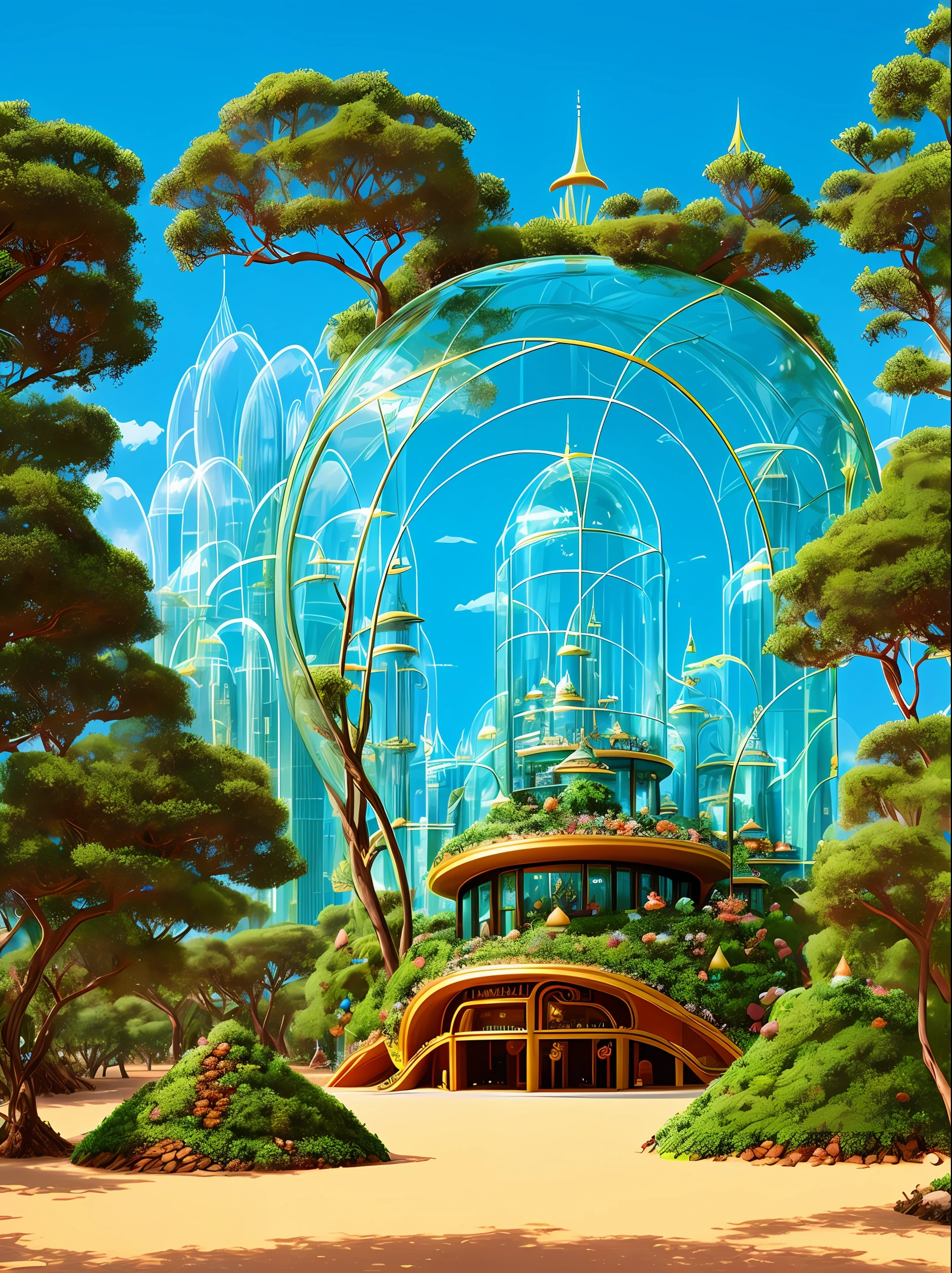 anthill looking like a glass palace in Disney style