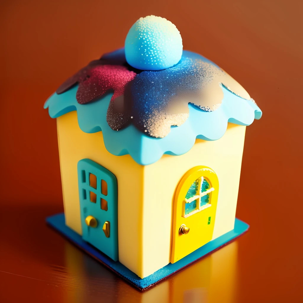 small cute candy house with sprinkles on top, tiny door