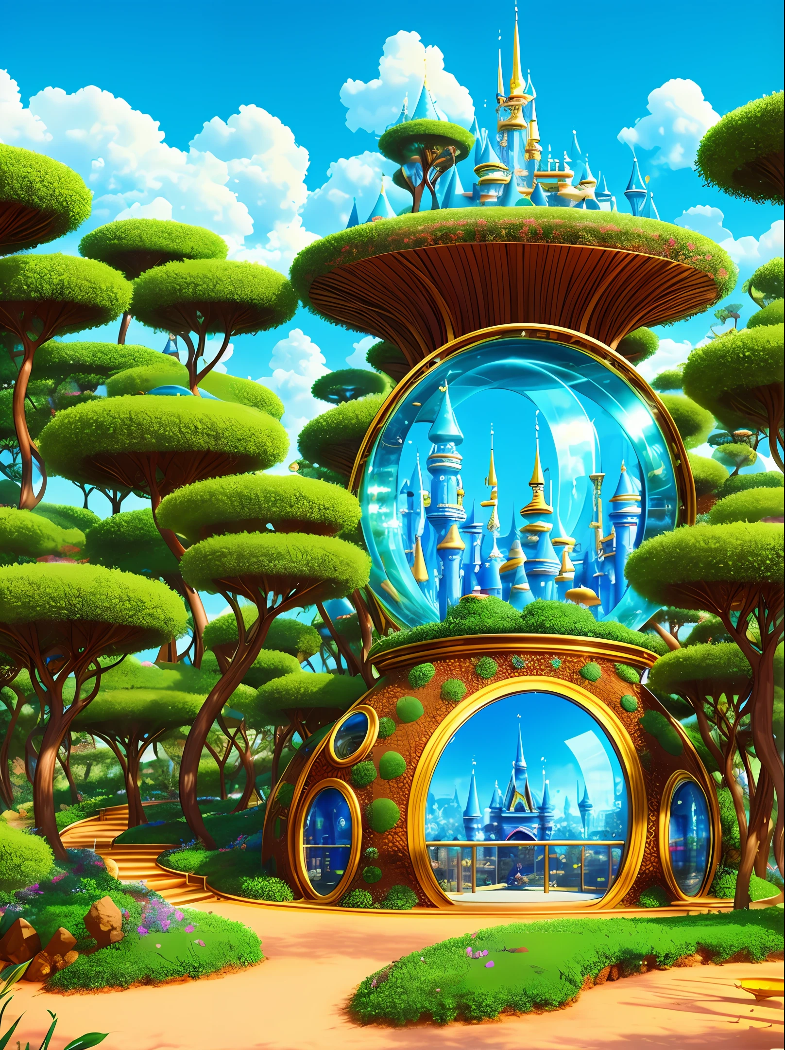 anthill looking like a glass palace in Disney style