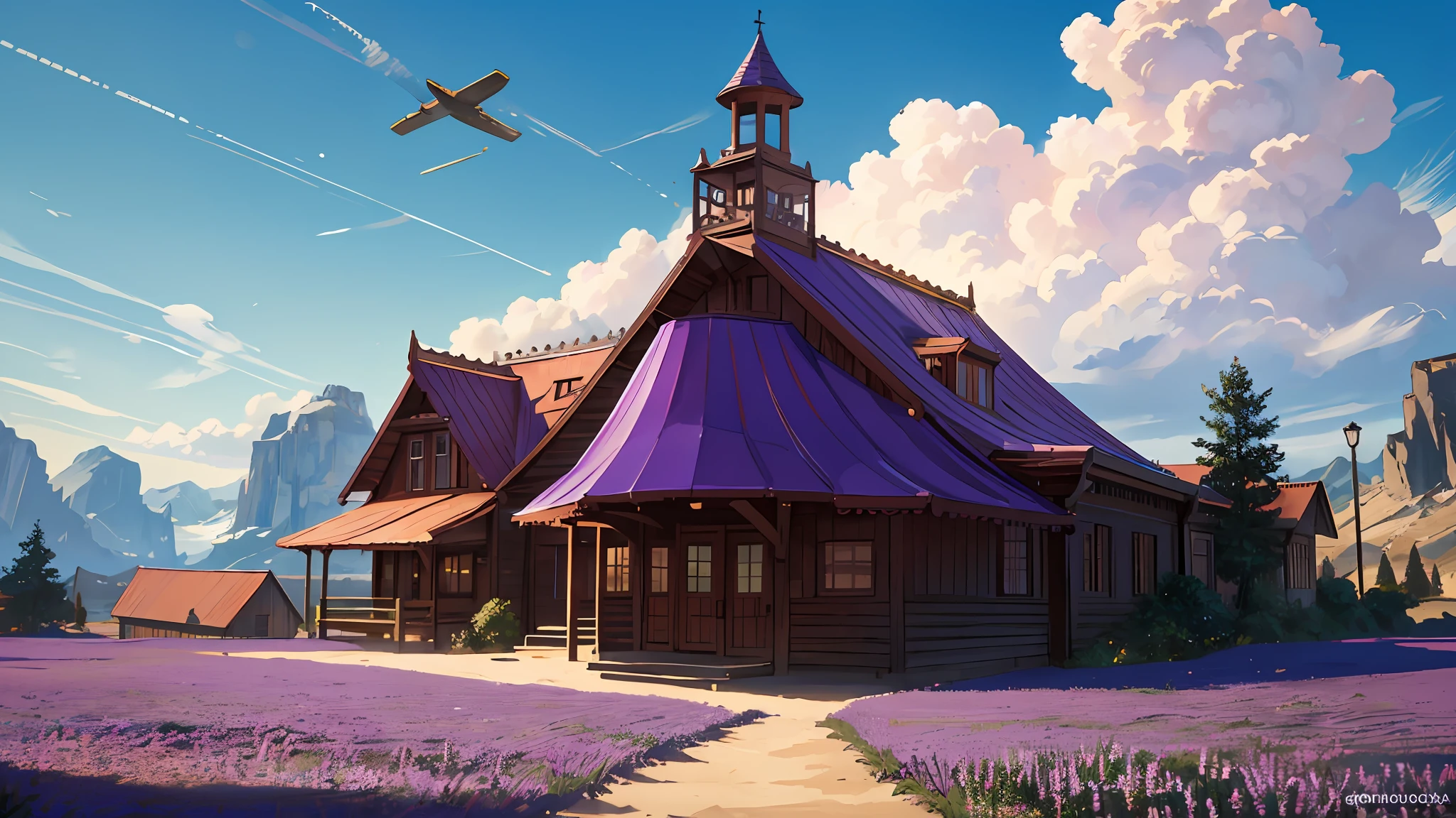 expansive landscape photograph , (a view from below that shows sky above and open field below), a girl standing on flower field looking up, bright sunny day (clouds:1.2), distant mountain, tree BREAK
production art, lot of purple and orange, intricate details, volumetric lighting, realism BREAK
(masterpiece:1.2), detailed shadows, (best quality), 4k, ultra-detailed, (dynamic composition:1.4), highly detailed, colorful details,( iridescent colors:1.2), (glowing lighting, atmospheric lighting), dreamy, magical, (solo:1.2)