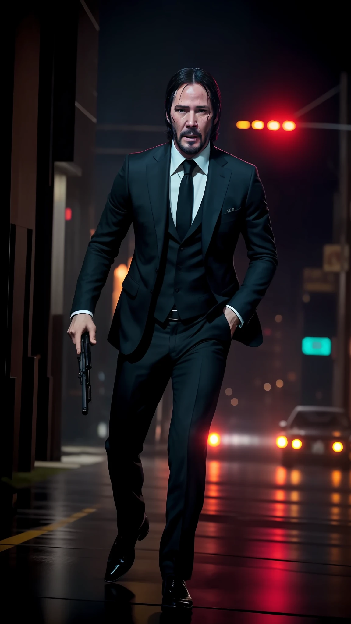Arafed image of a man in a suit and tie holding a gun - SeaArt AI
