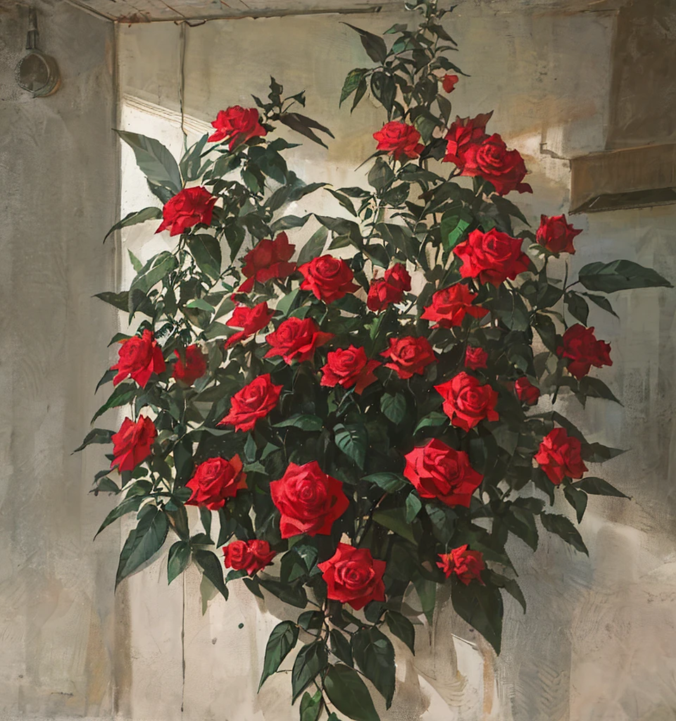 Roses，Realistic，Black background