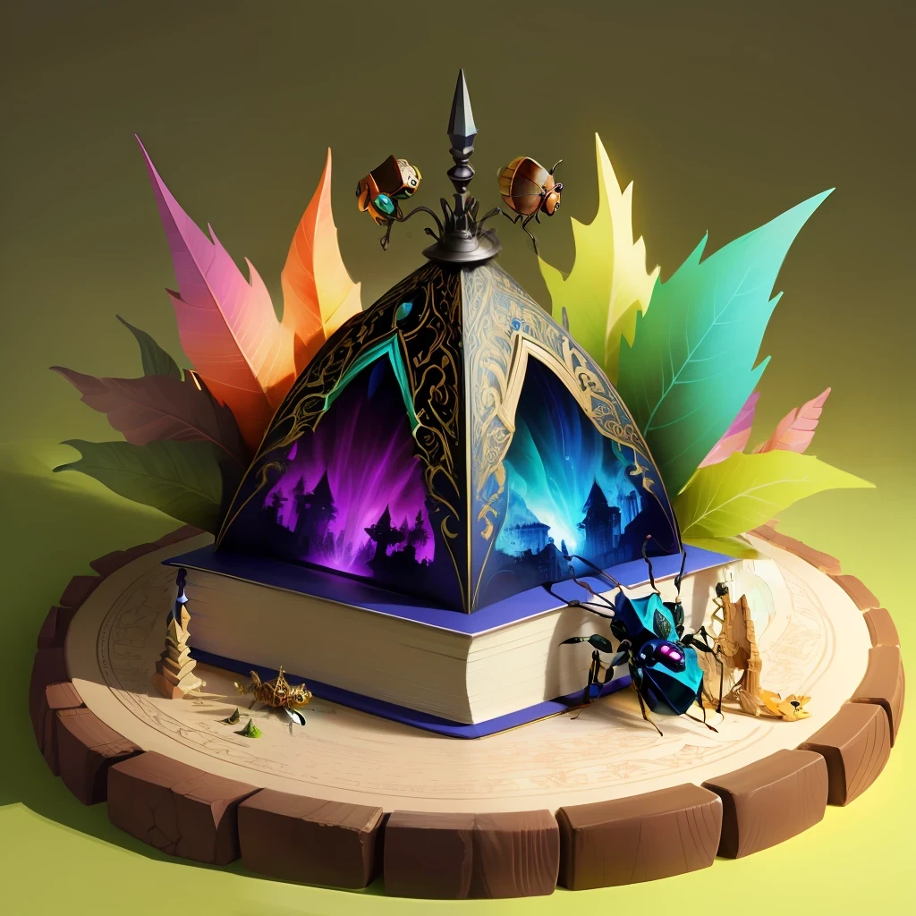 fantasy style ant hill book, colorful