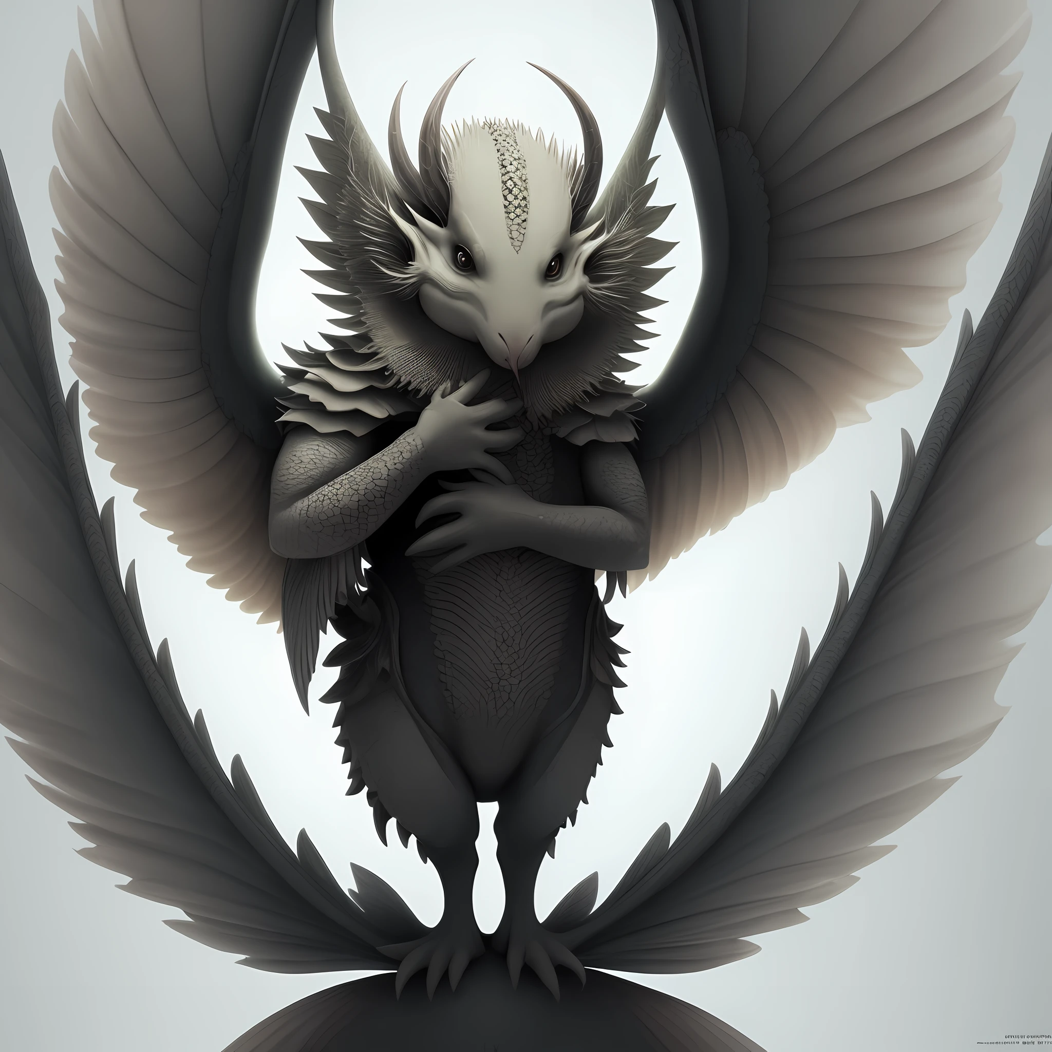 (wallpaper), strange creature holding high, detailed, dramatic
