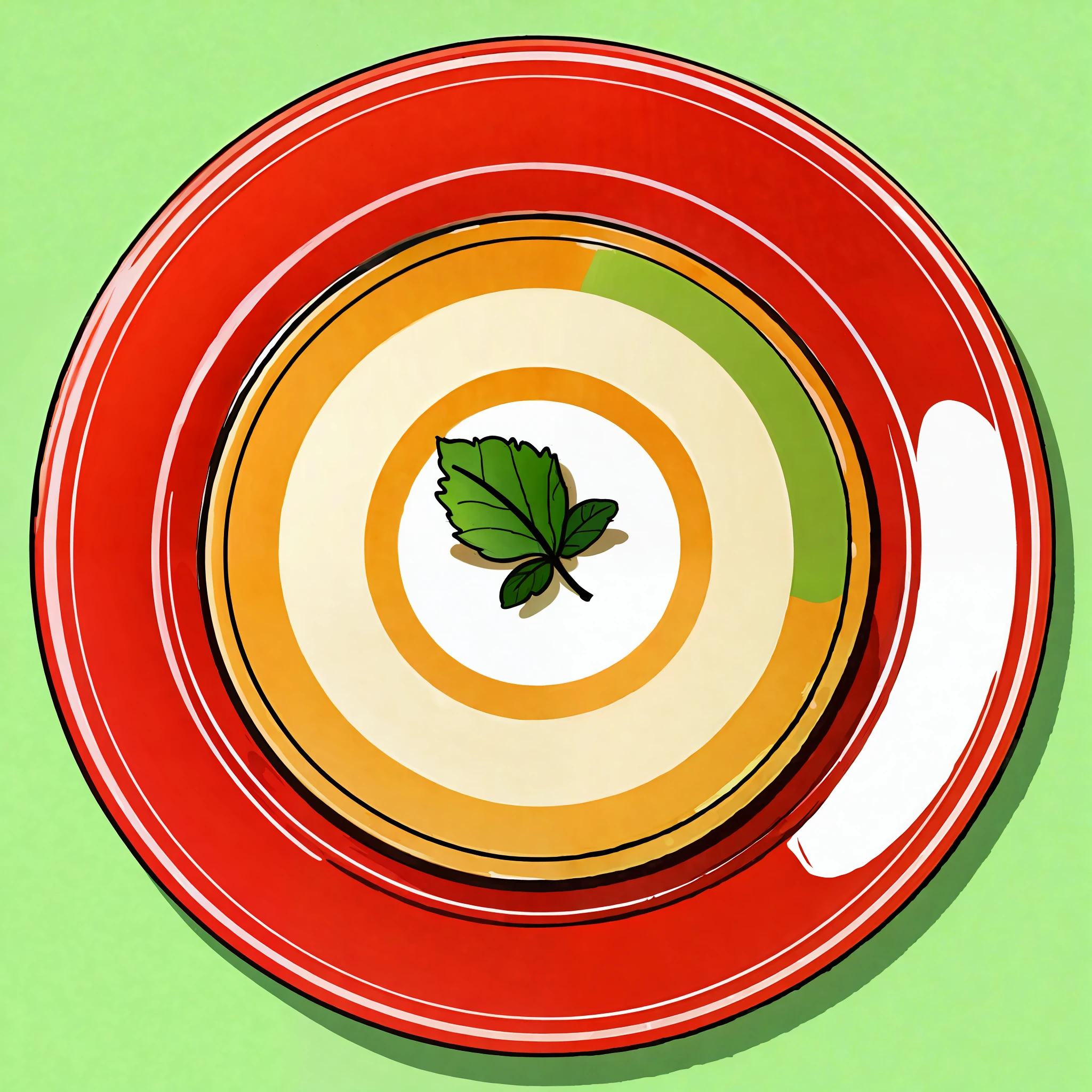 there is a plate with a leaf on it on a green background, on a plate, offering a plate of food, amazing food illustration, served on a plate, avatar image, dish, wikihow illustration, bowl filled with food, pan and plates, plate, green steam rising from soup, wikihow, food advertisement, vinesauce, anime food